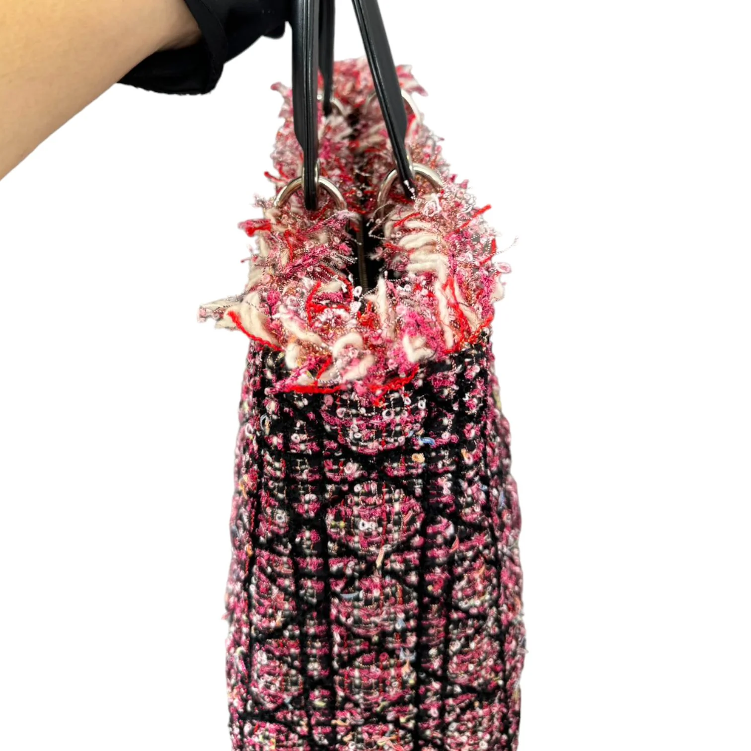 Lady Dior Large Tweed Fringe Embroidered Multicolor SHW - Image 5