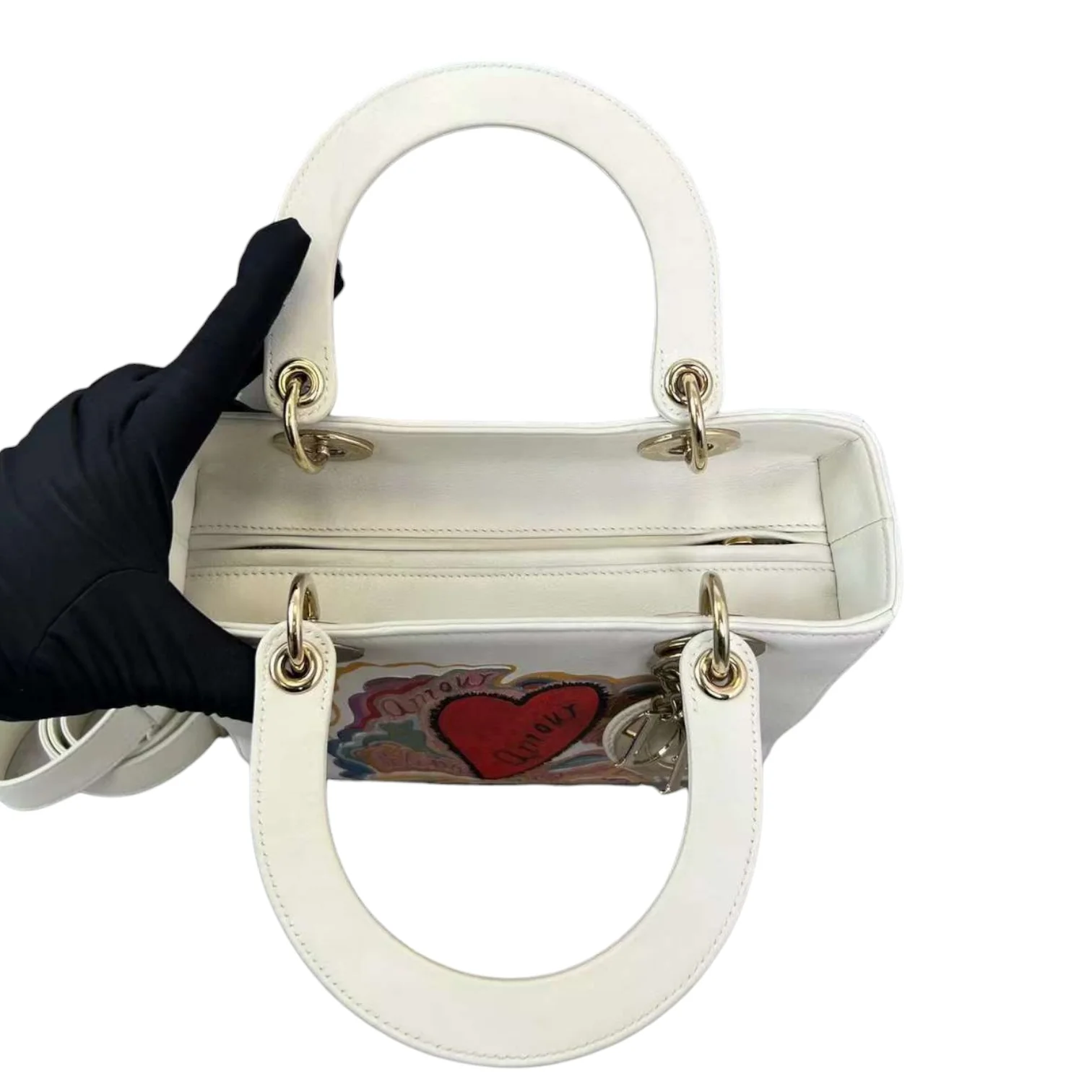 Lady Dior Medium Heart Limited Edition Amour Print Multicolor GHW - Image 4