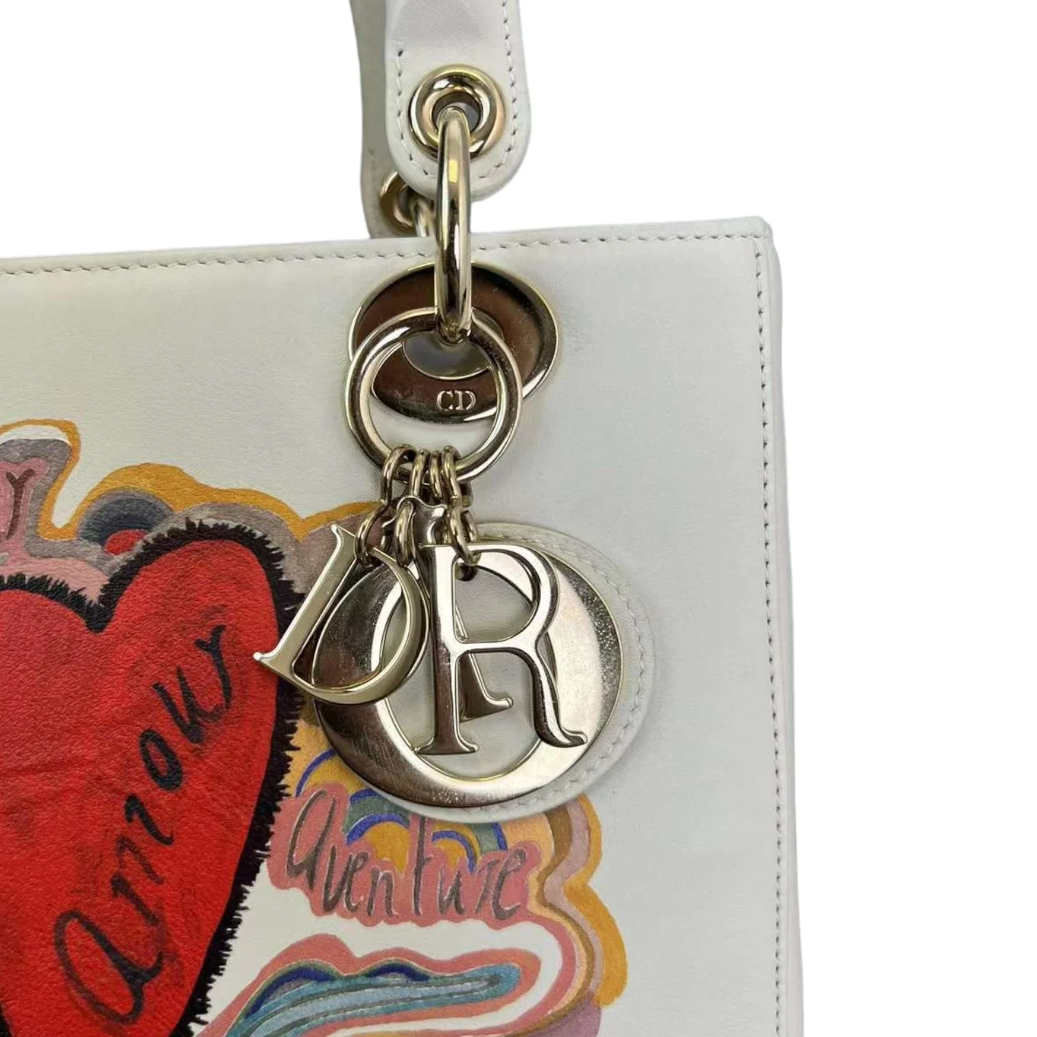Lady Dior Medium Heart Limited Edition Amour Print Multicolor GHW - Image 5