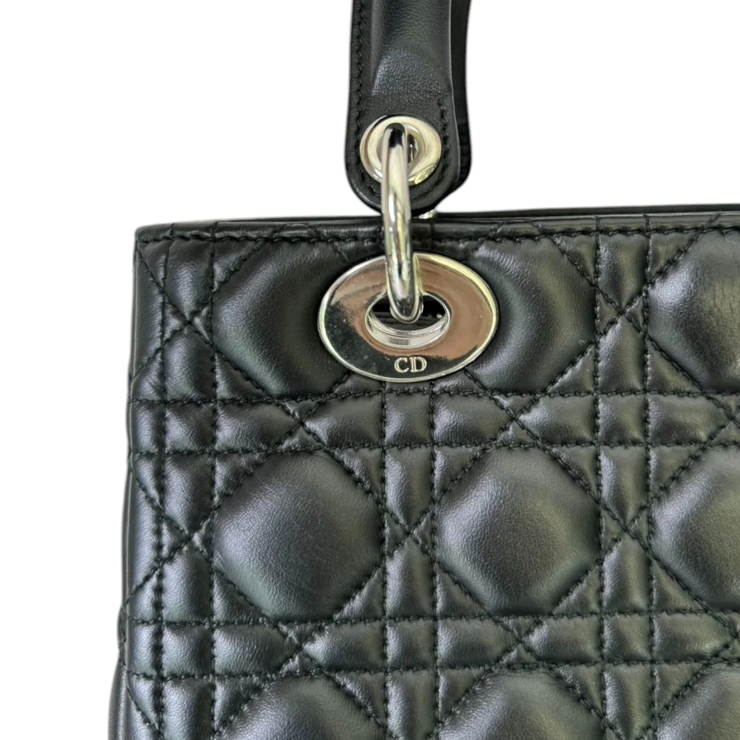 Lady Dior Medium Lambskin Cannage Black SHW - Image 14