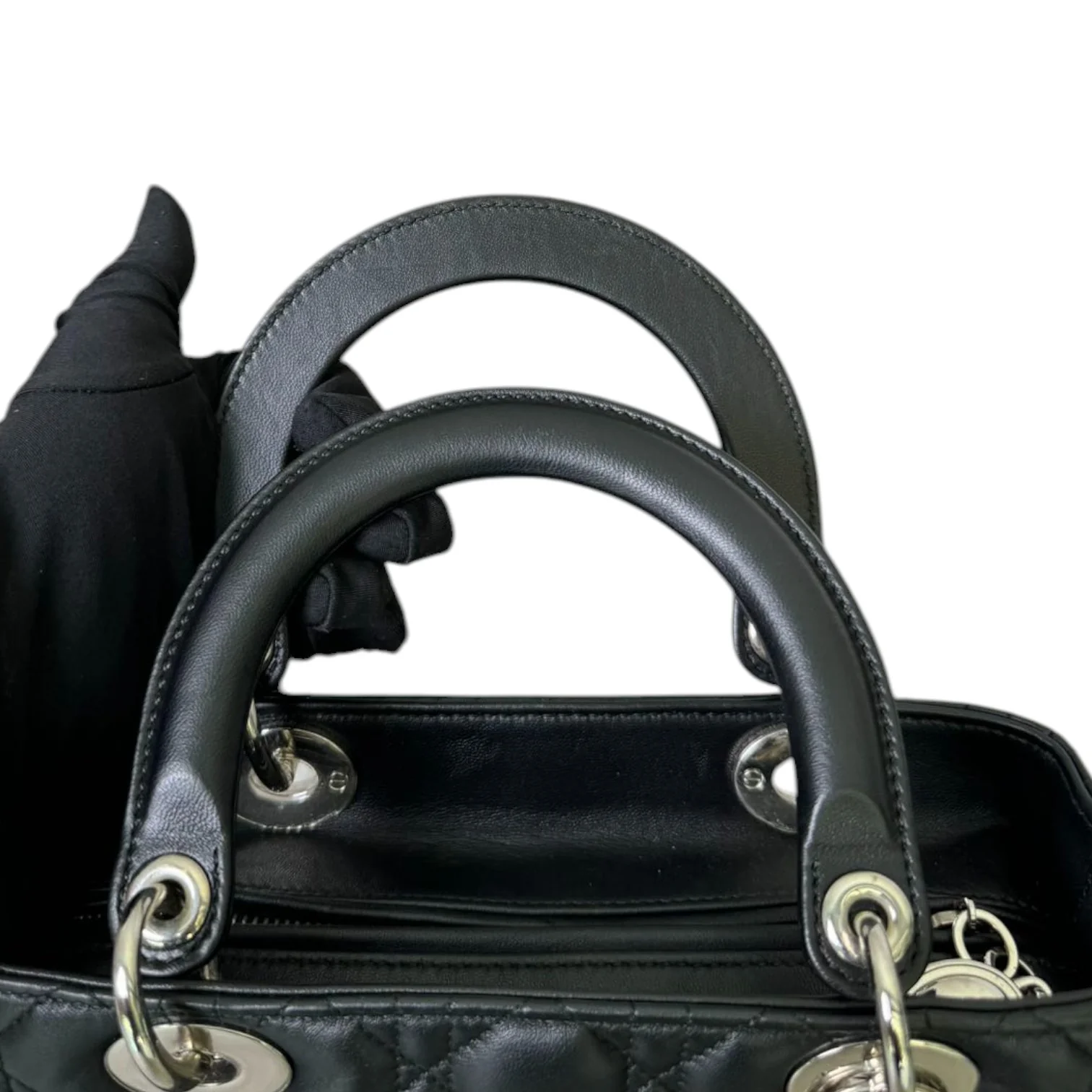 Lady Dior Medium Lambskin Cannage Black SHW - Image 16