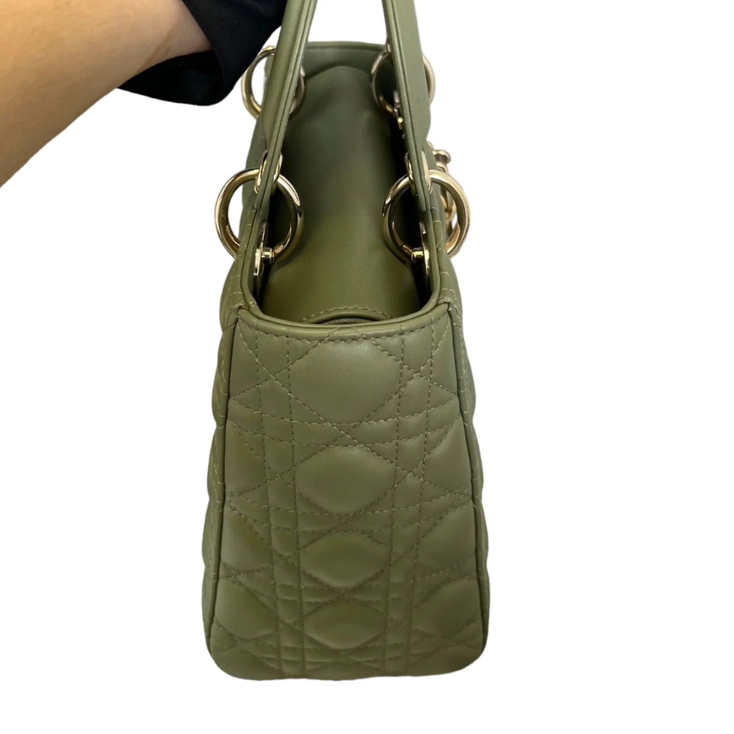 Lady Dior Medium Lambskin Cannage Green GHW - Image 6