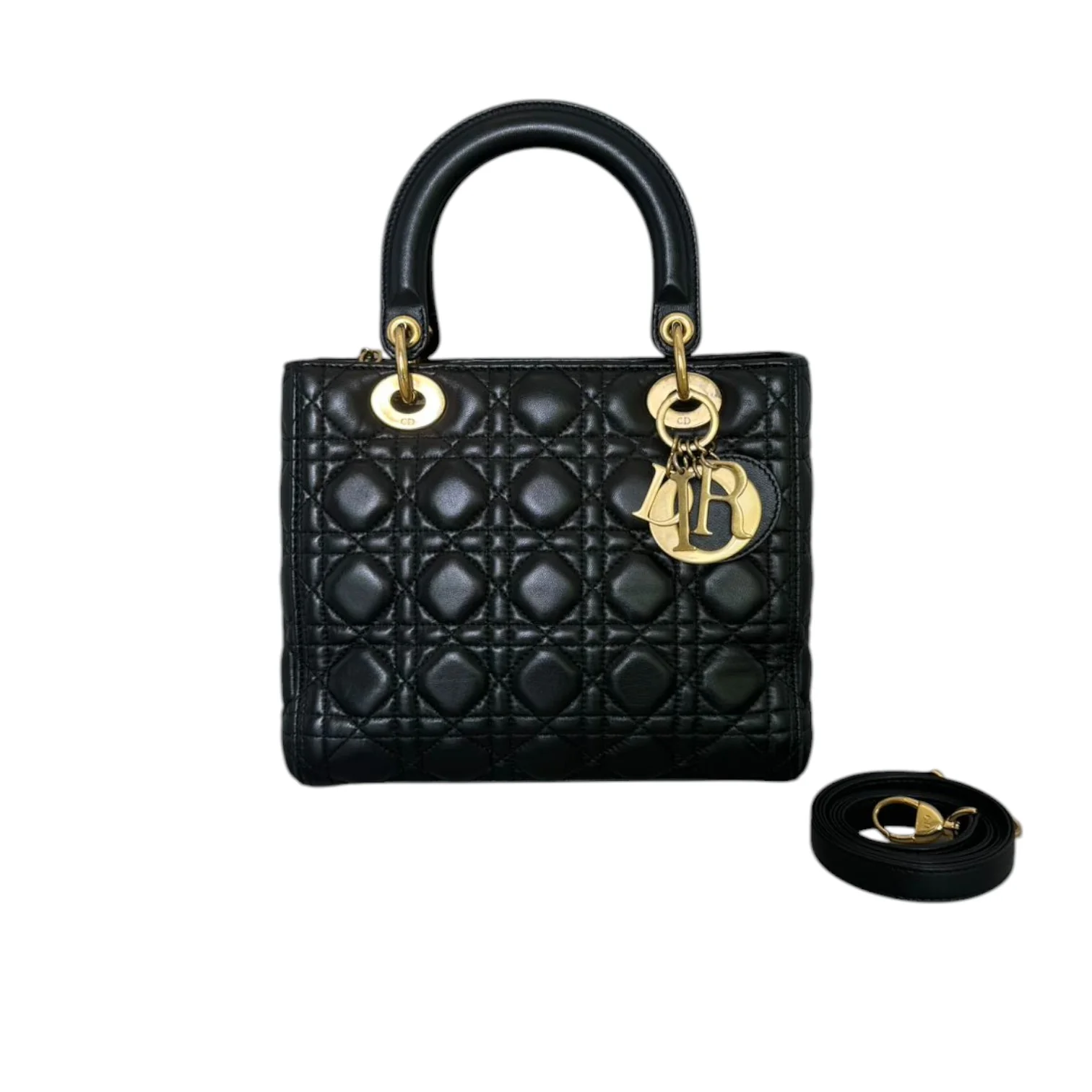 Lady Dior Medium Lambskin Quilted Black GHW