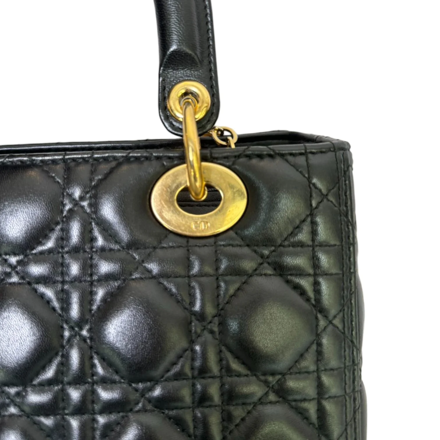 Lady Dior Medium Lambskin Quilted Black GHW - Image 12