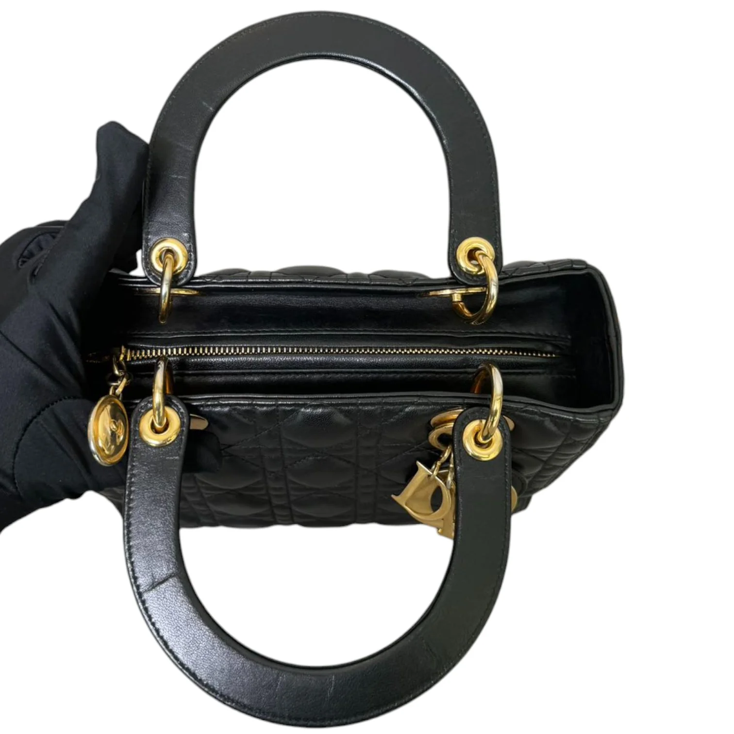 Lady Dior Medium Lambskin Quilted Black GHW - Image 14