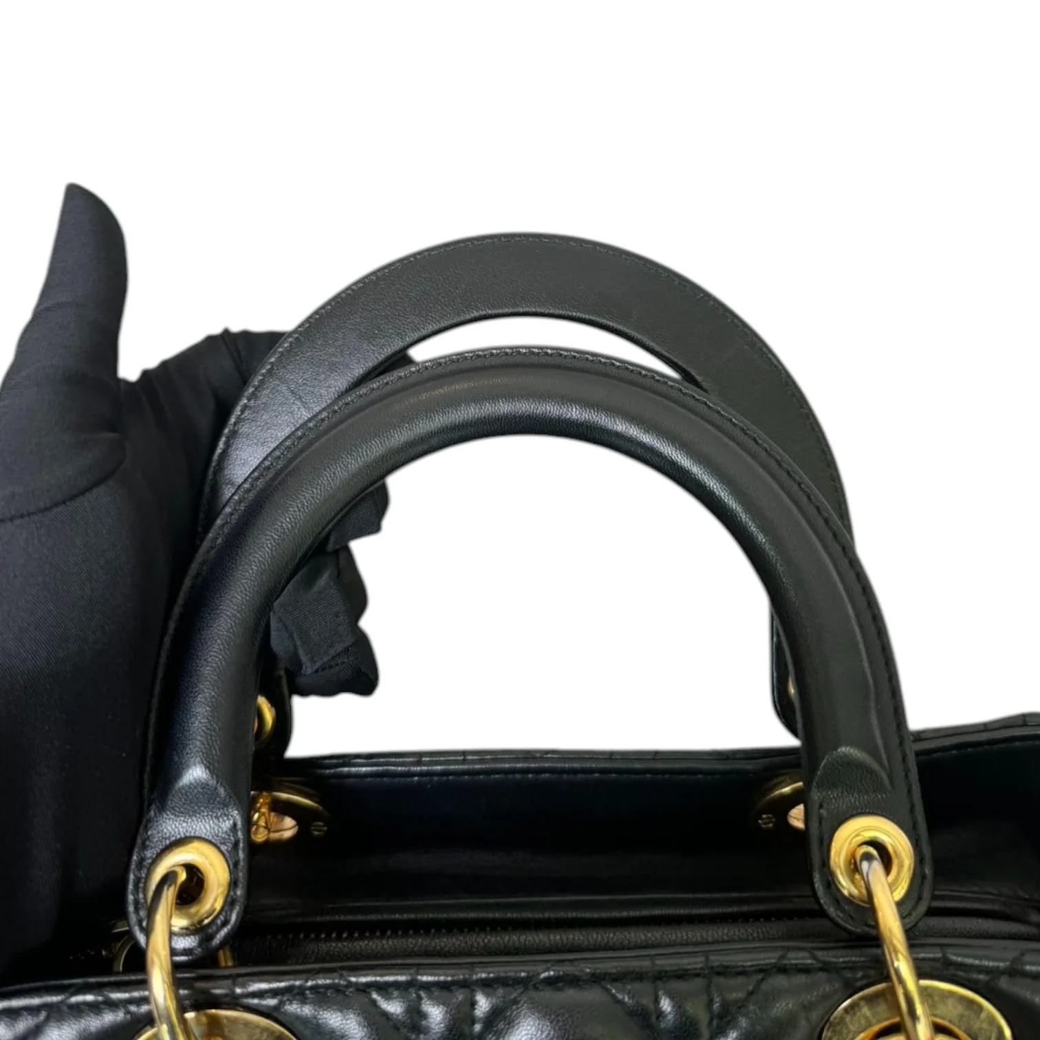 Lady Dior Medium Lambskin Quilted Black GHW - Image 15