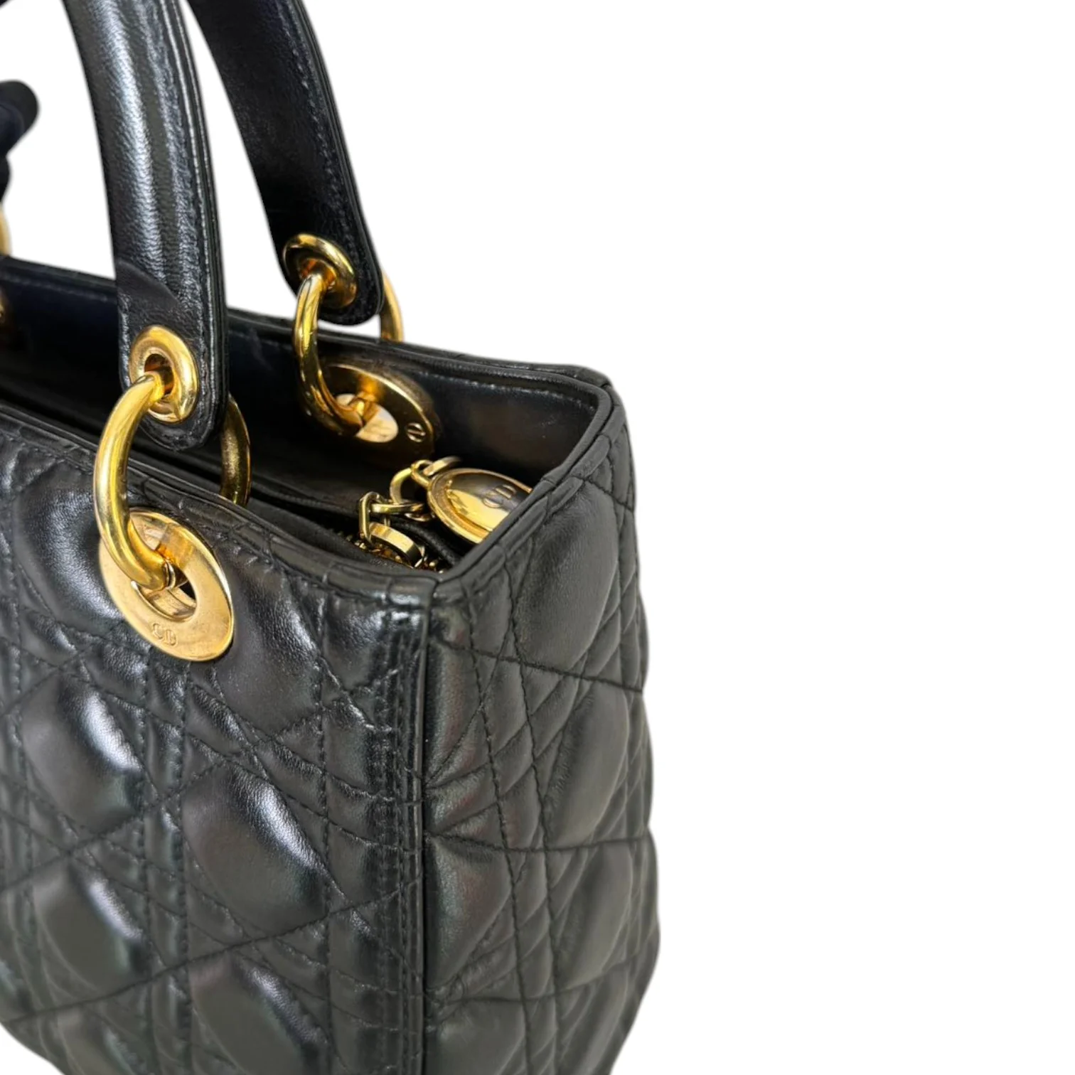 Lady Dior Medium Lambskin Quilted Black GHW - Image 17