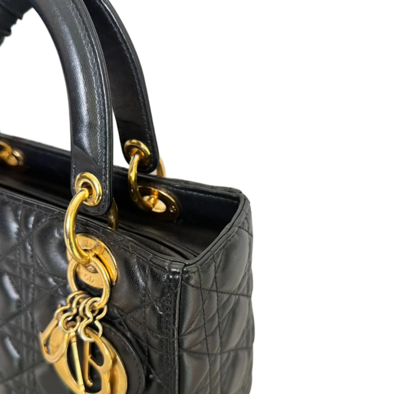 Lady Dior Medium Lambskin Quilted Black GHW - Image 19