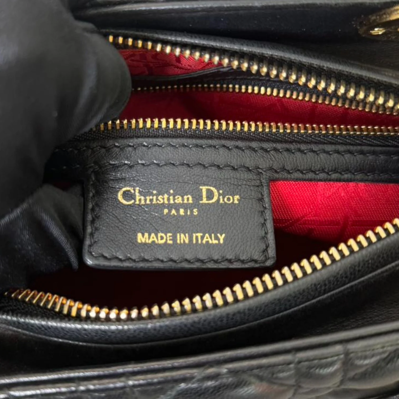 Lady Dior Medium Lambskin Quilted Black GHW - Image 23