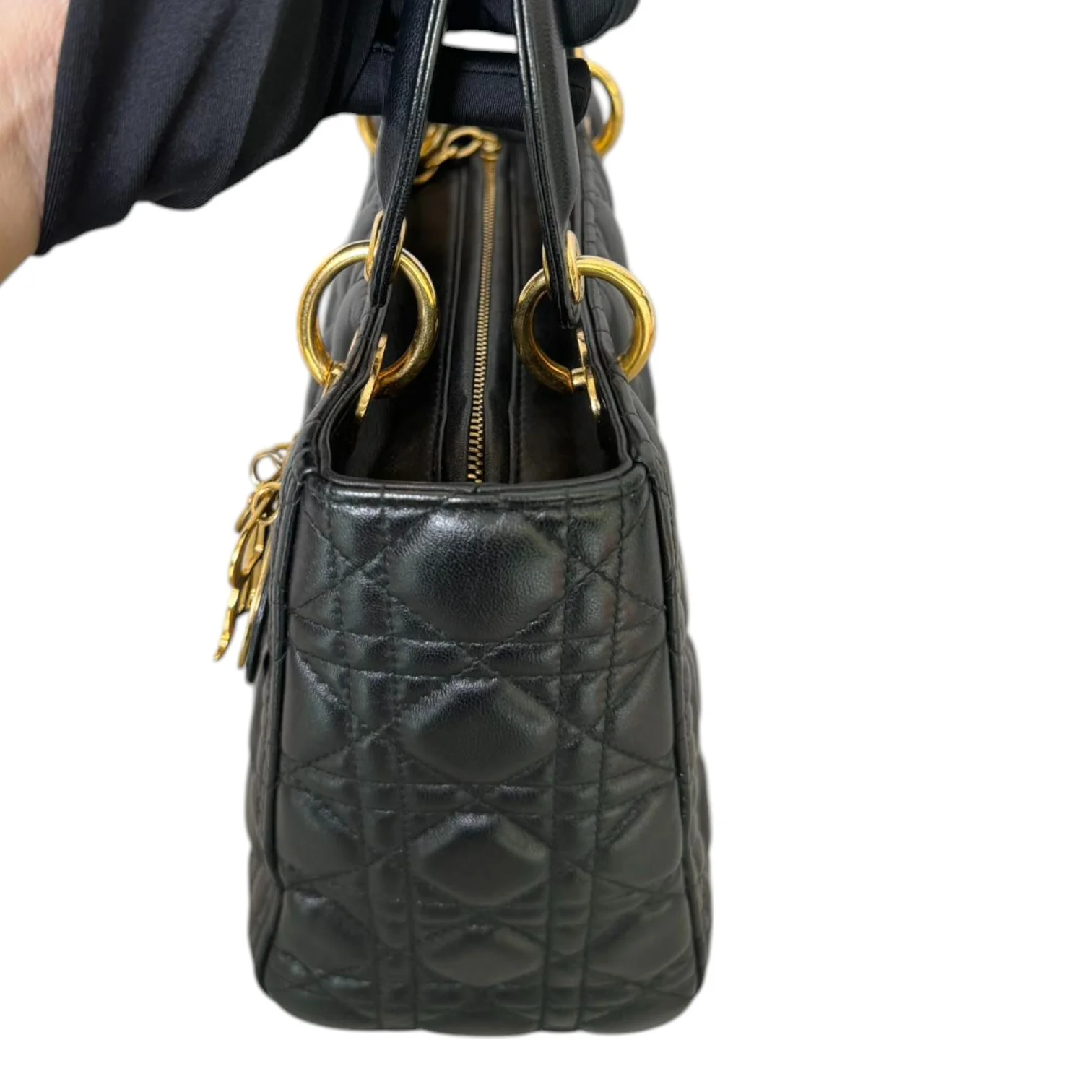 Lady Dior Medium Lambskin Quilted Black GHW - Image 4