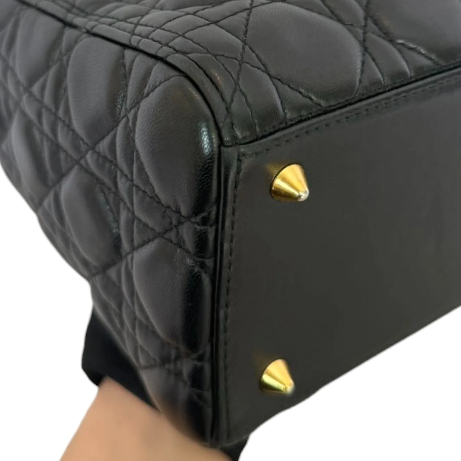 Lady Dior Medium Lambskin Quilted Black GHW - Image 8
