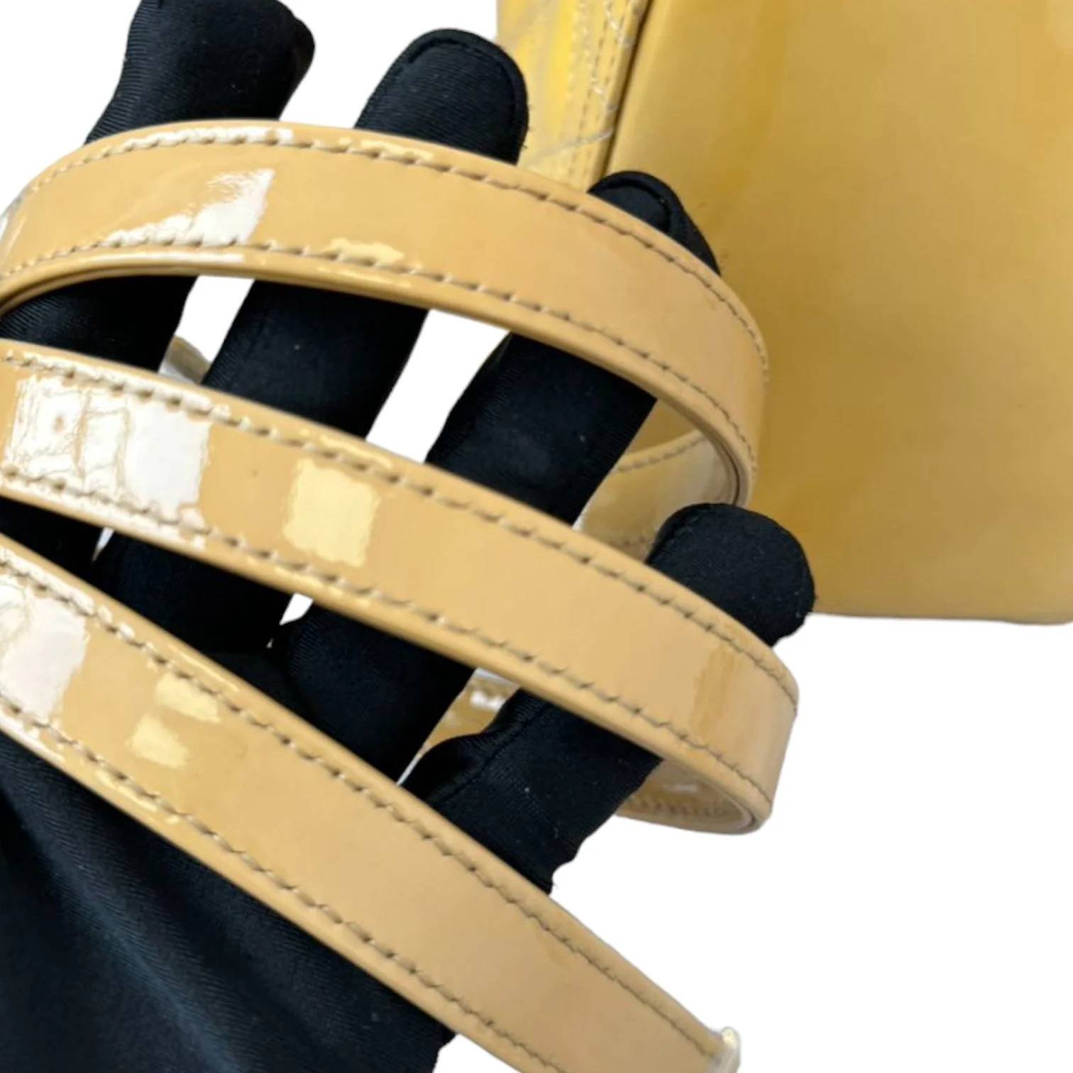 Lady Dior Medium Metallic Patent Yellow GHW - Image 17