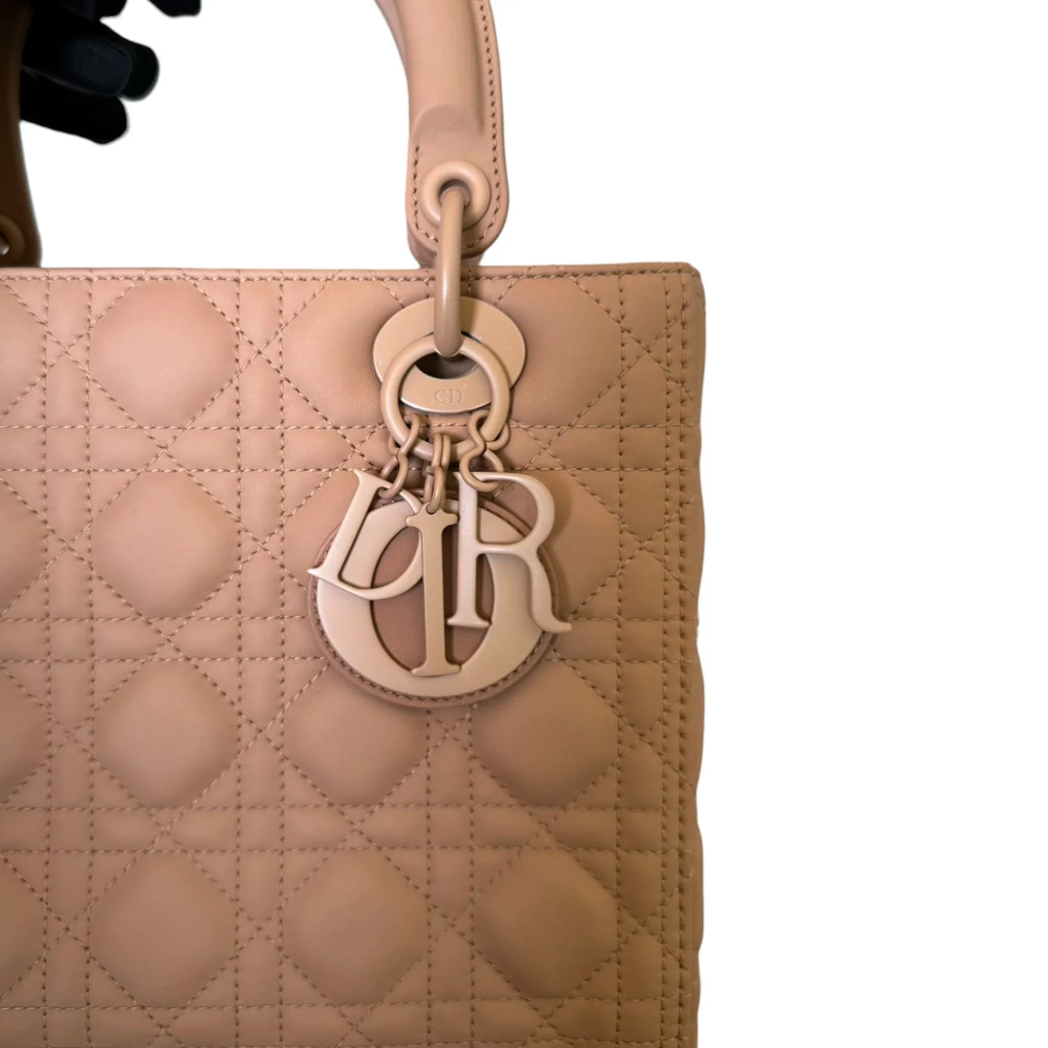 Lady Dior Medium Ultra Matte Calfskin Cannage Beige - Image 11