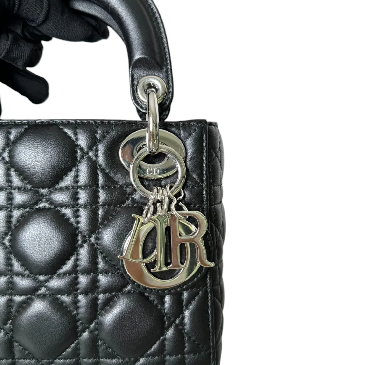 Lady Dior Mini Lambskin Quilted Black SHW - Image 11