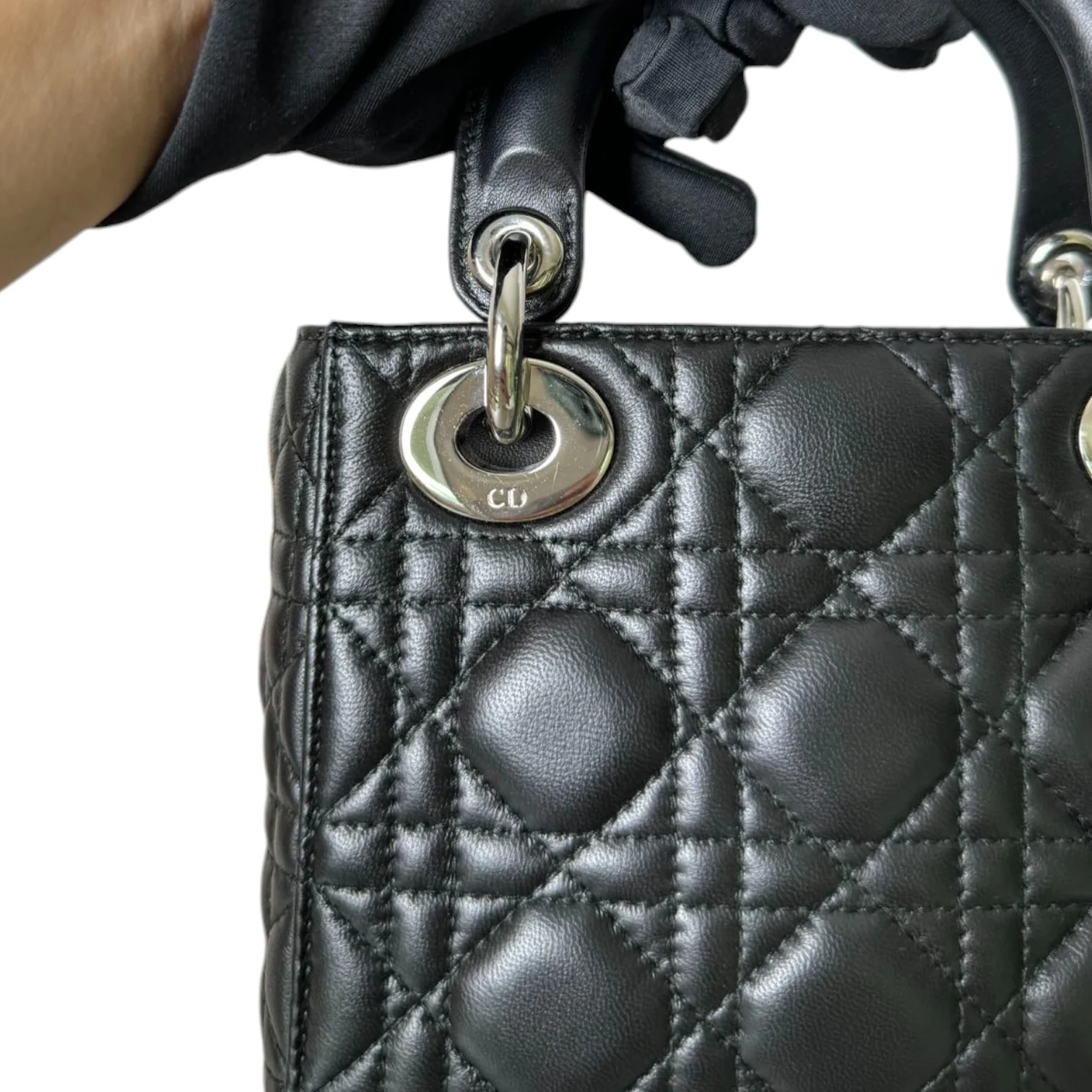 Lady Dior Mini Lambskin Quilted Black SHW - Image 12