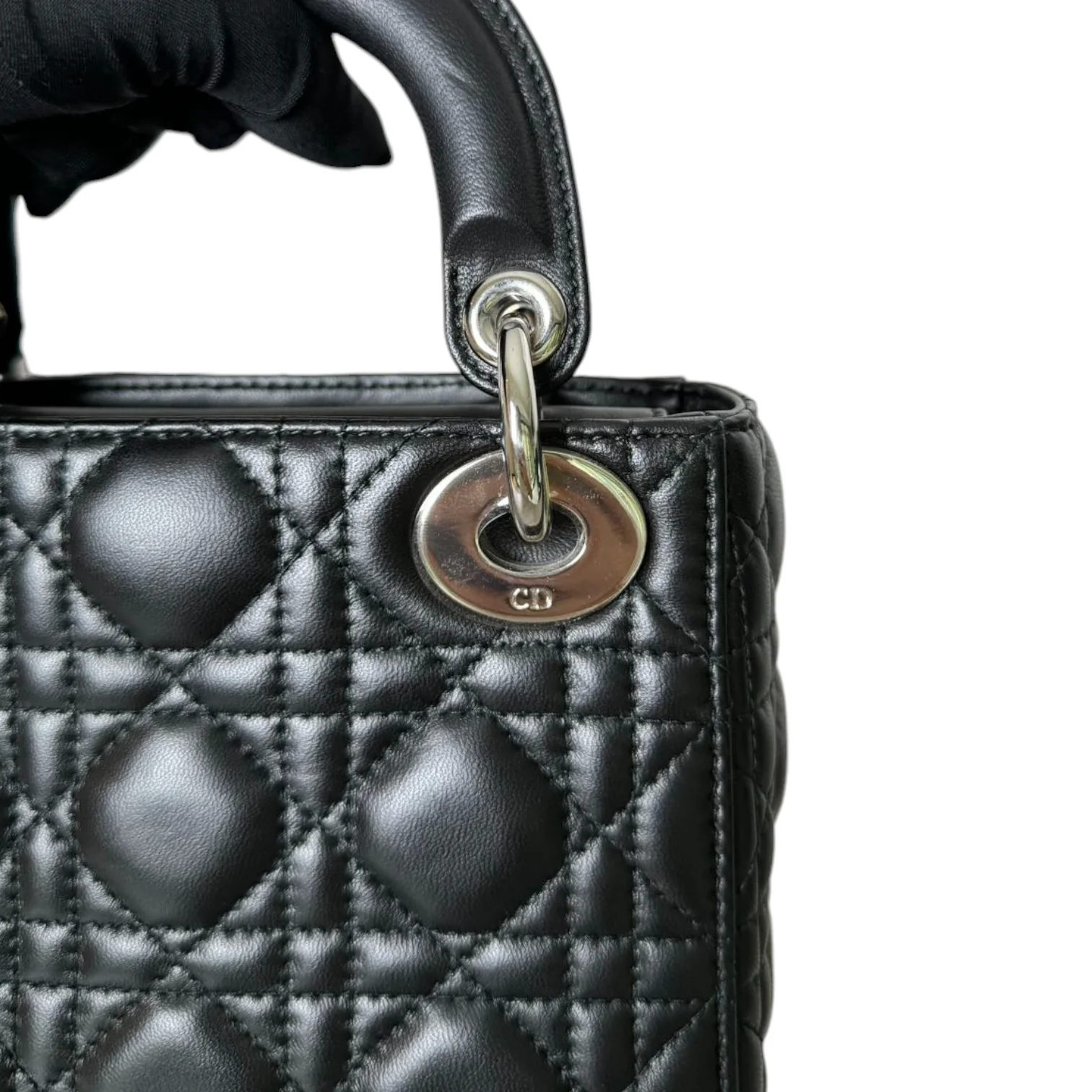 Lady Dior Mini Lambskin Quilted Black SHW - Image 13