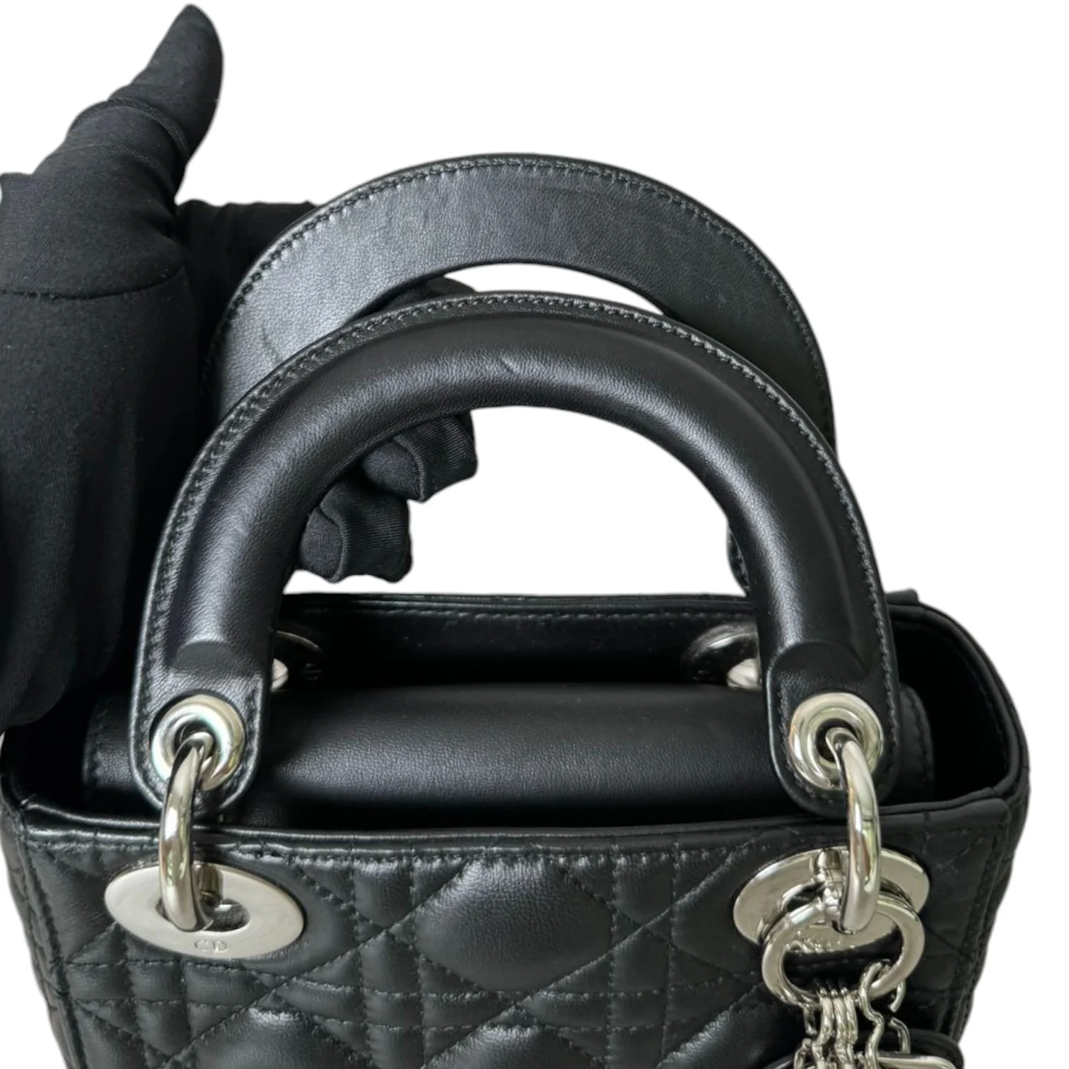 Lady Dior Mini Lambskin Quilted Black SHW - Image 16