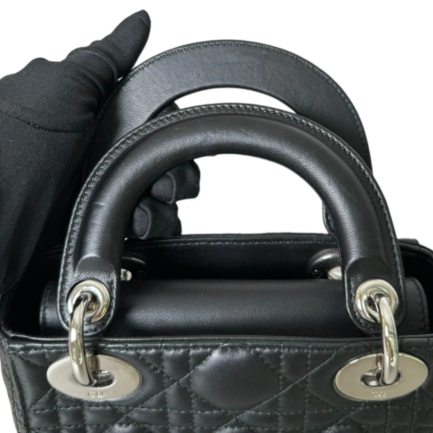 Lady Dior Mini Lambskin Quilted Black SHW - Image 17