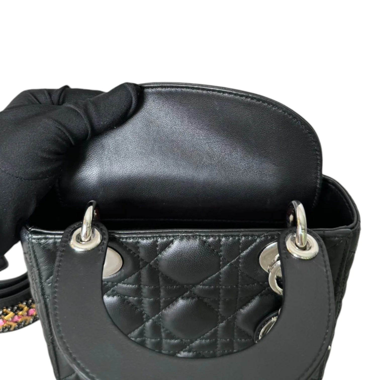 Lady Dior Mini Lambskin Quilted Black SHW - Image 19