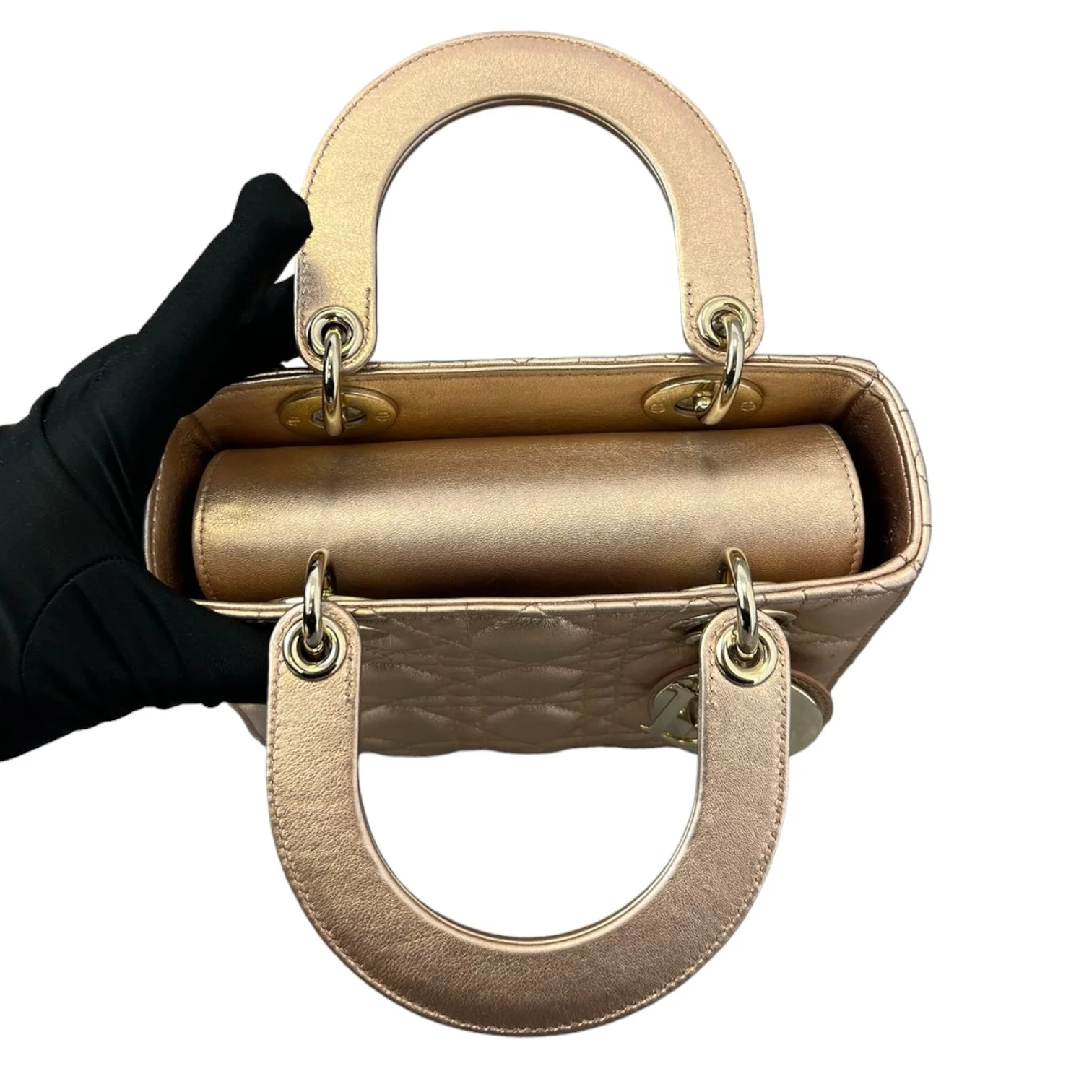 Lady Dior Small Lambskin Cannage Gold GHW - Image 14