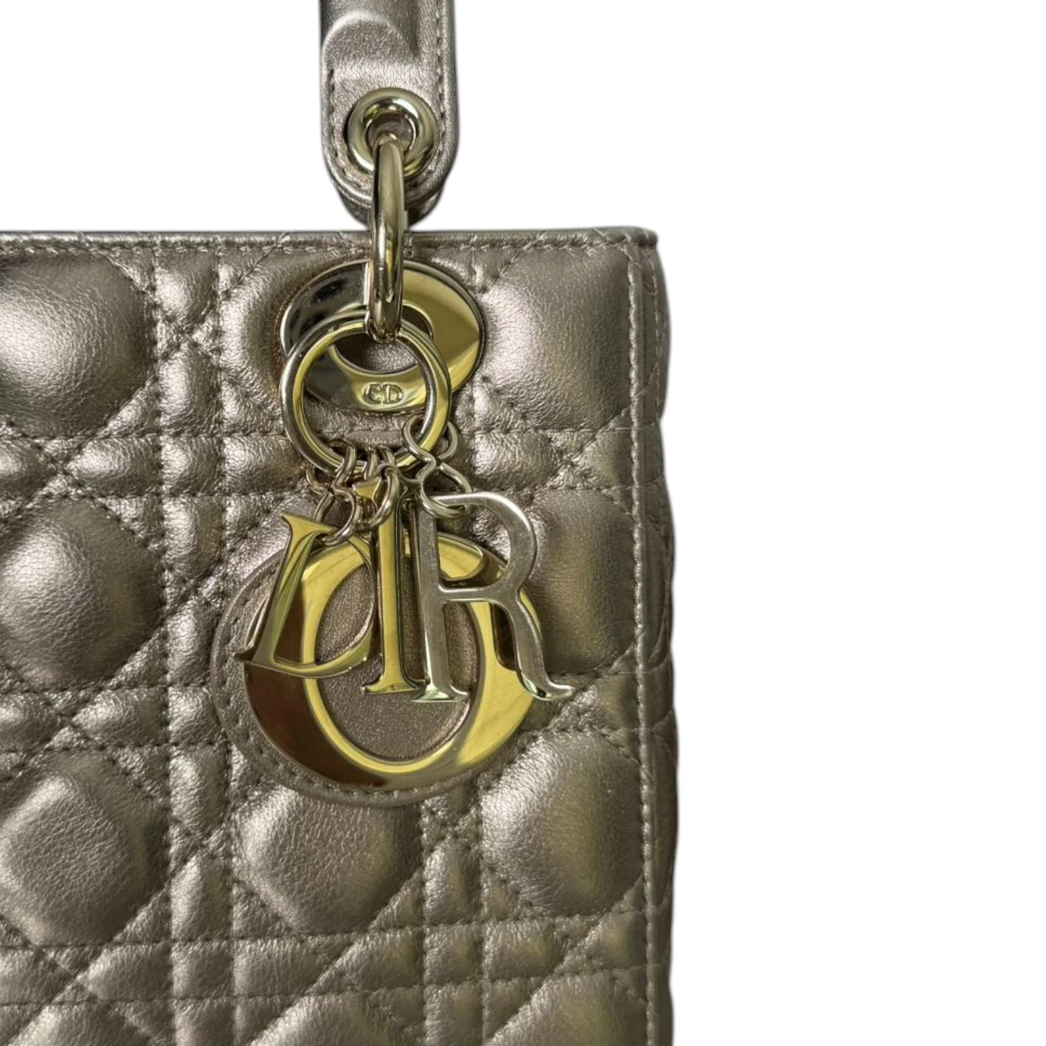 Lady Dior Small Lambskin Metallic Rose Gold GHW - Image 10