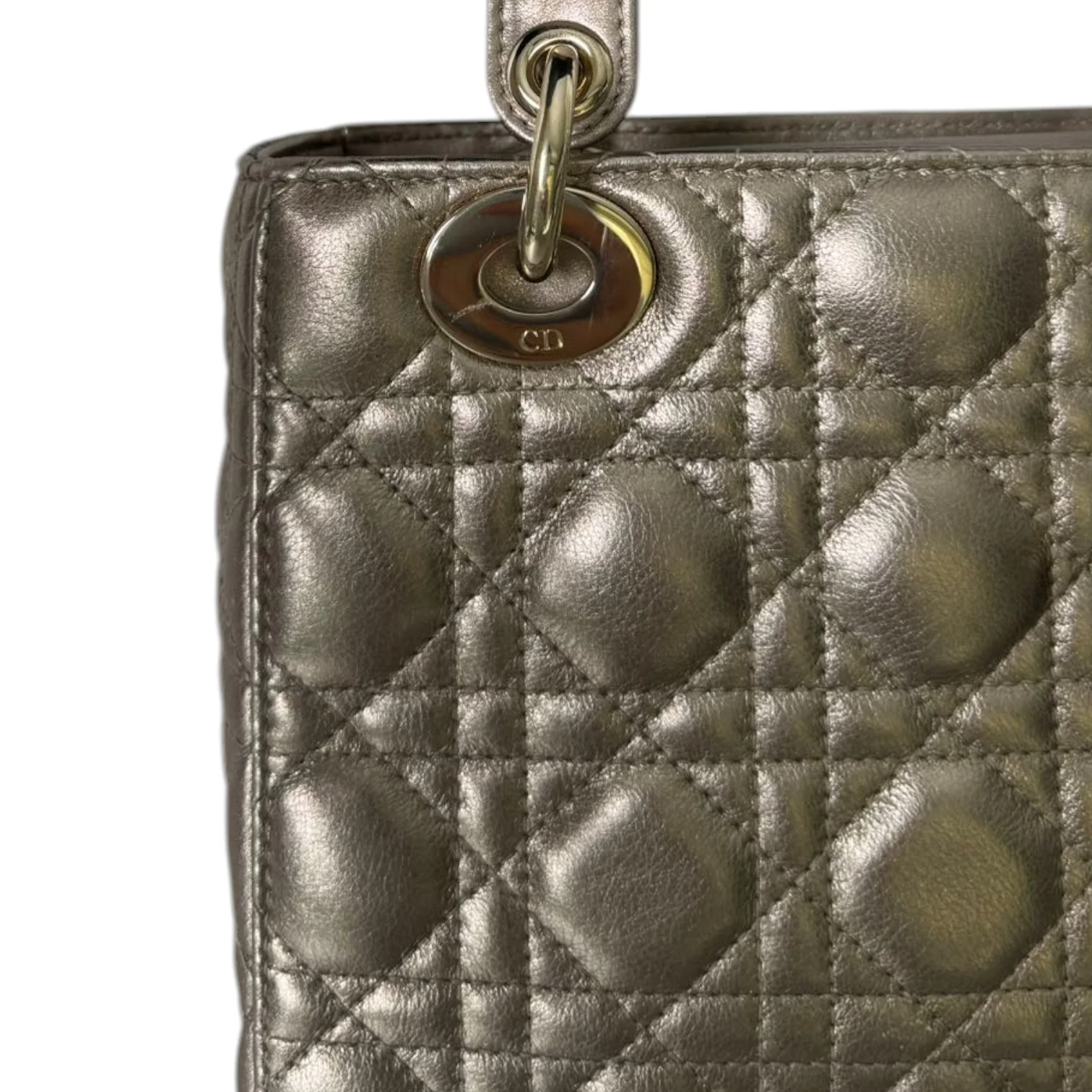 Lady Dior Small Lambskin Metallic Rose Gold GHW - Image 11