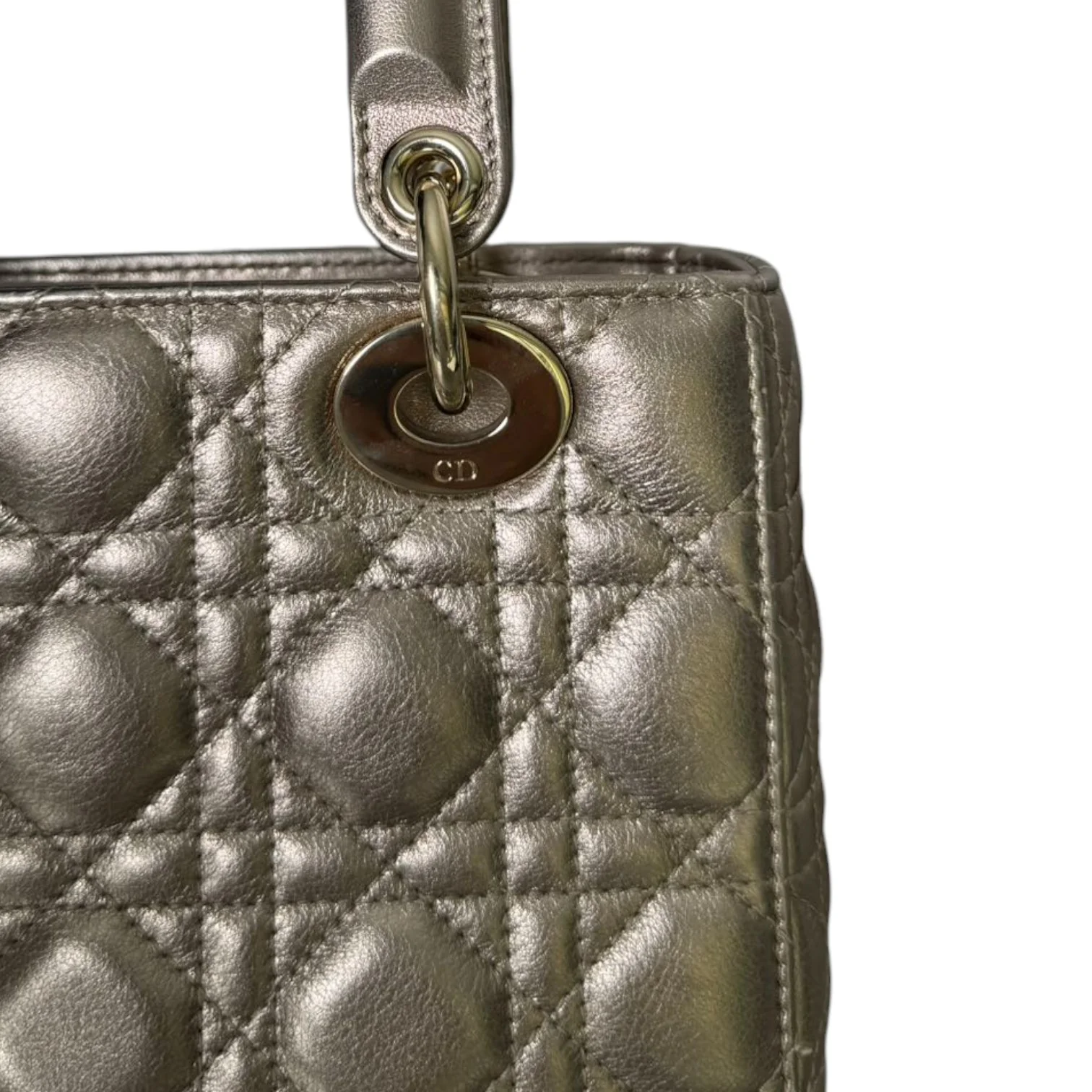 Lady Dior Small Lambskin Metallic Rose Gold GHW - Image 12