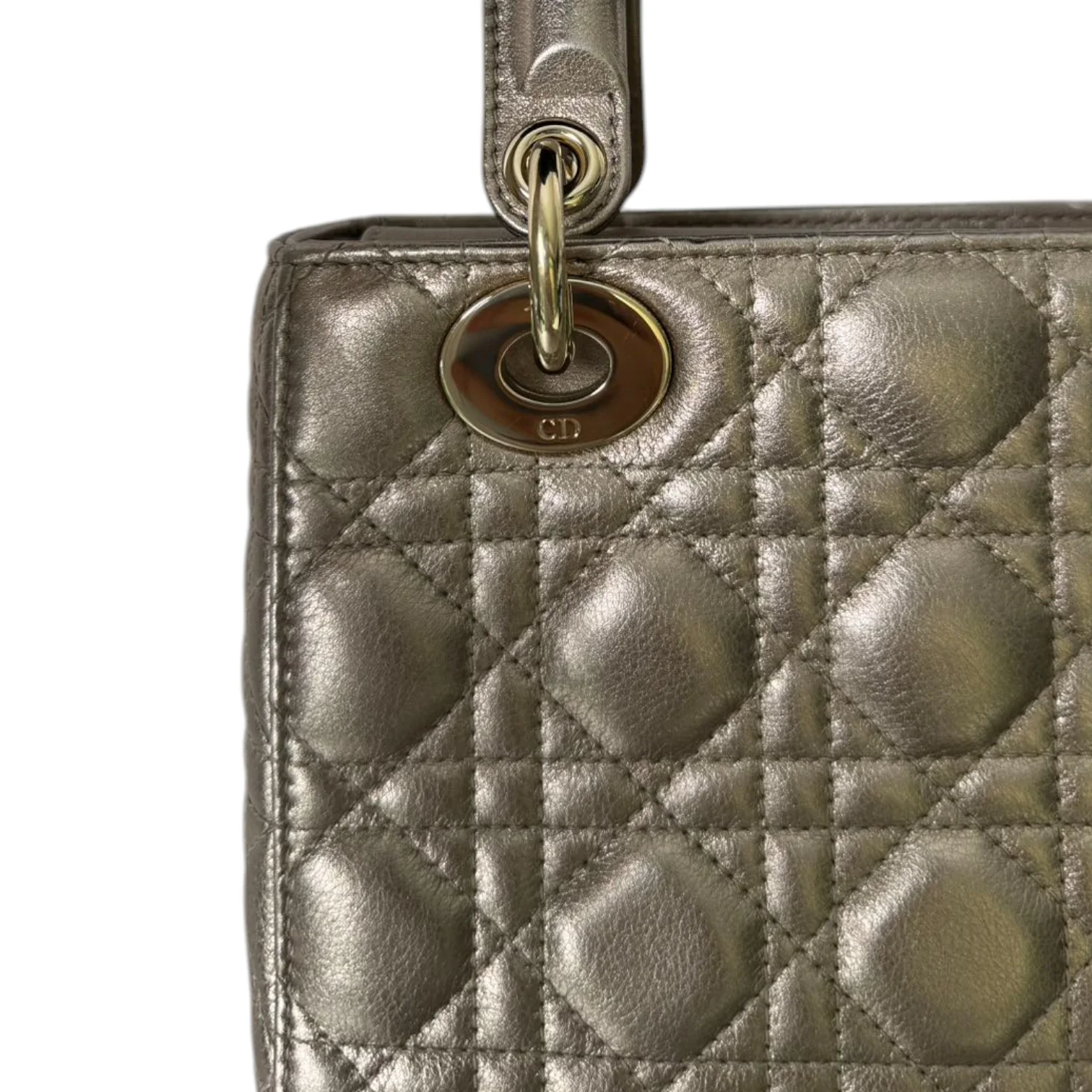 Lady Dior Small Lambskin Metallic Rose Gold GHW - Image 13