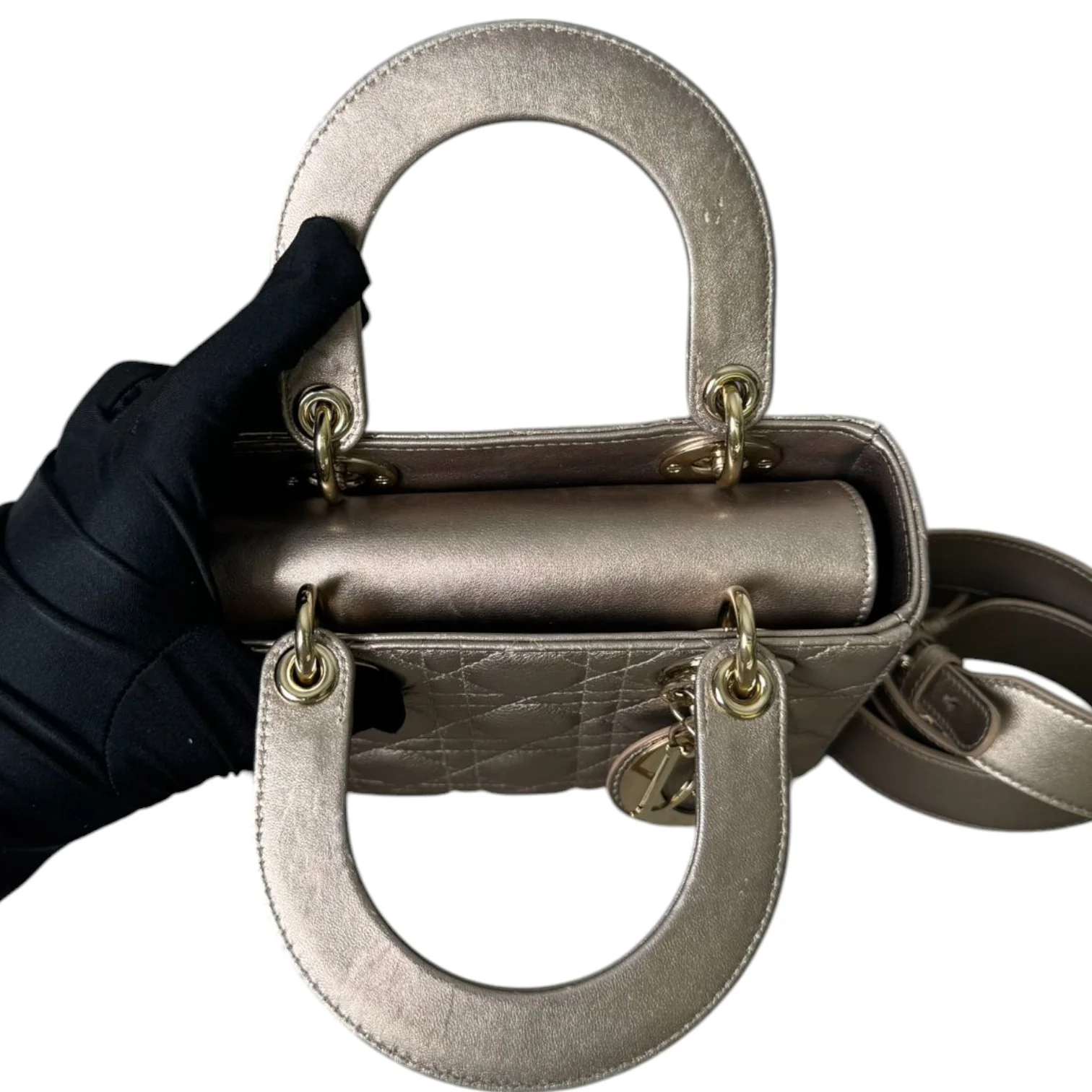 Lady Dior Small Lambskin Metallic Rose Gold GHW - Image 14