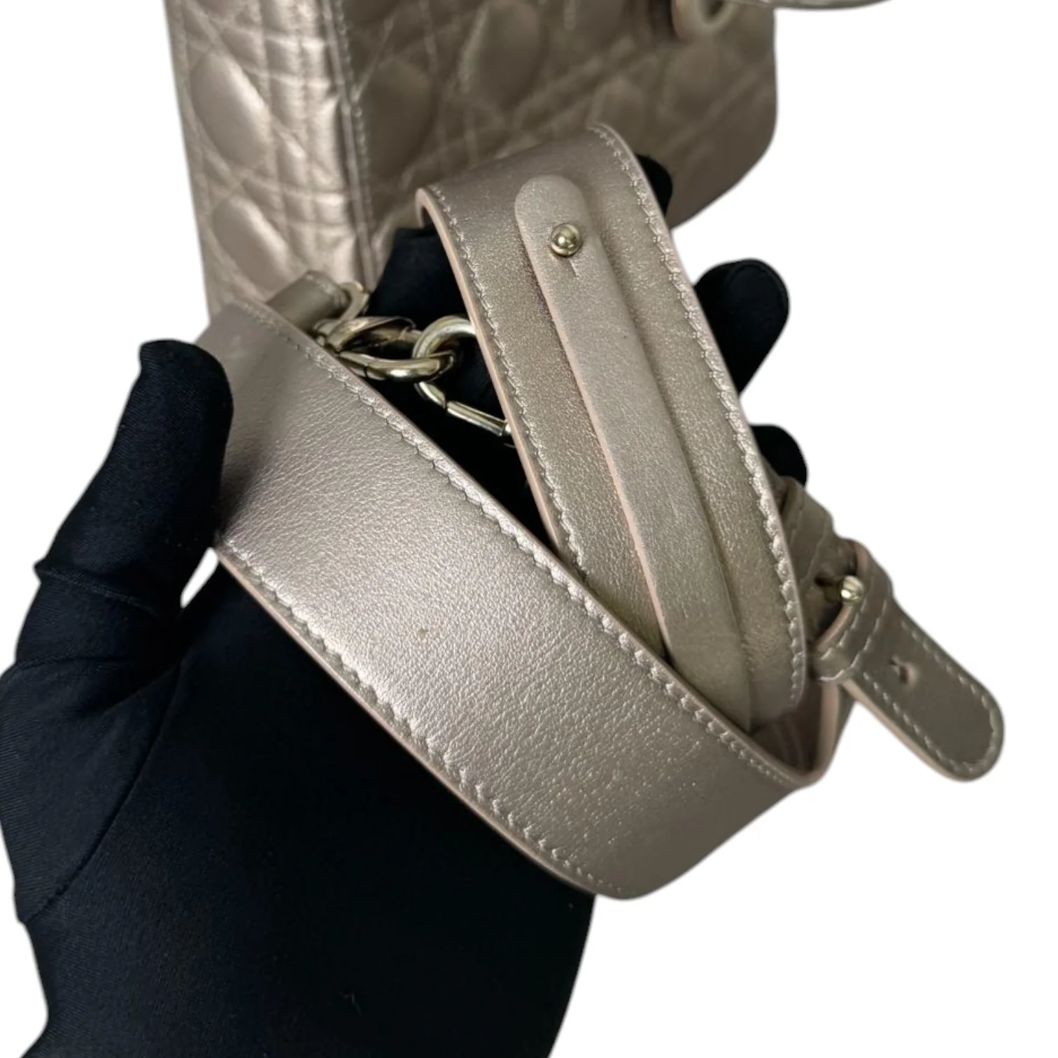 Lady Dior Small Lambskin Metallic Rose Gold GHW - Image 19