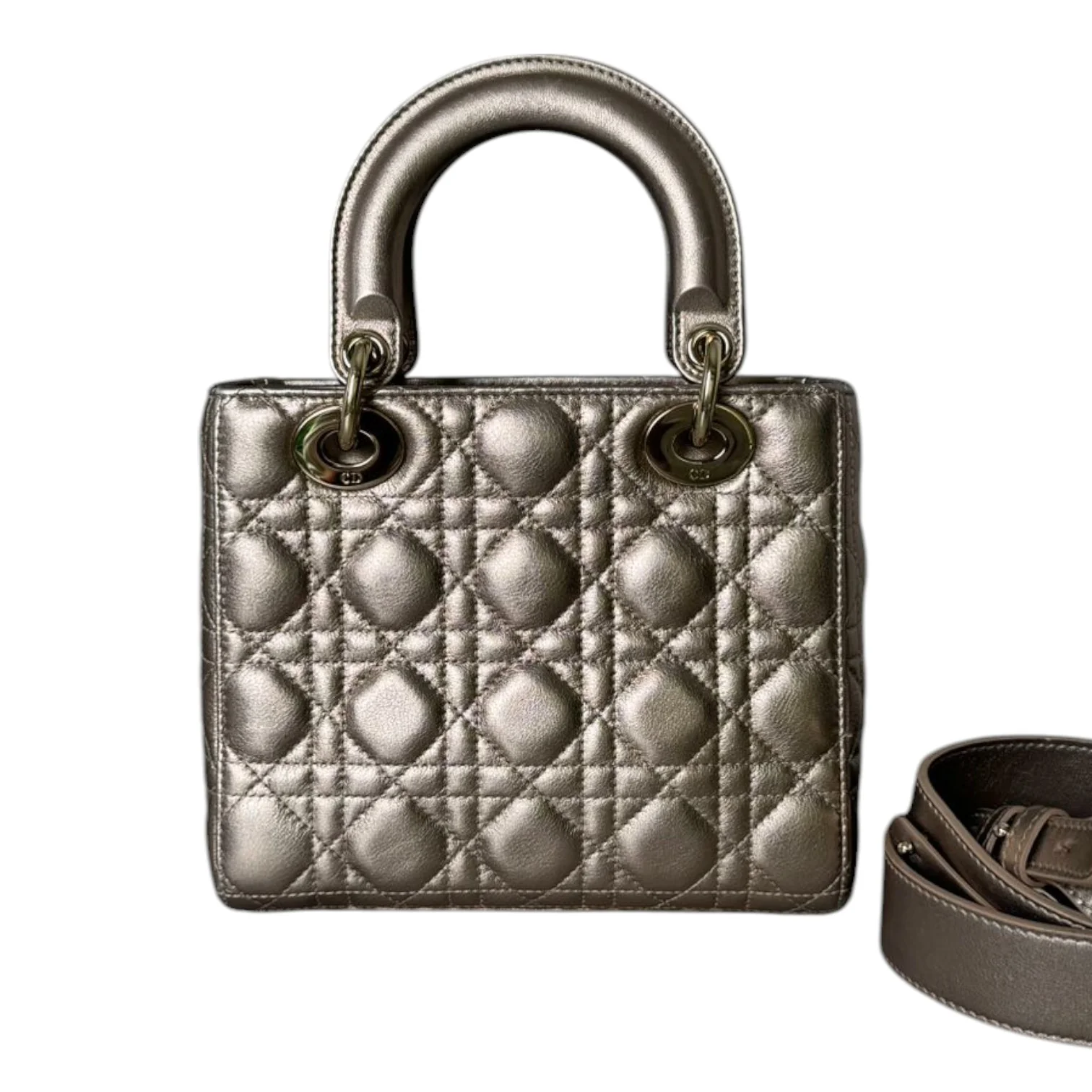 Lady Dior Small Lambskin Metallic Rose Gold GHW - Image 2