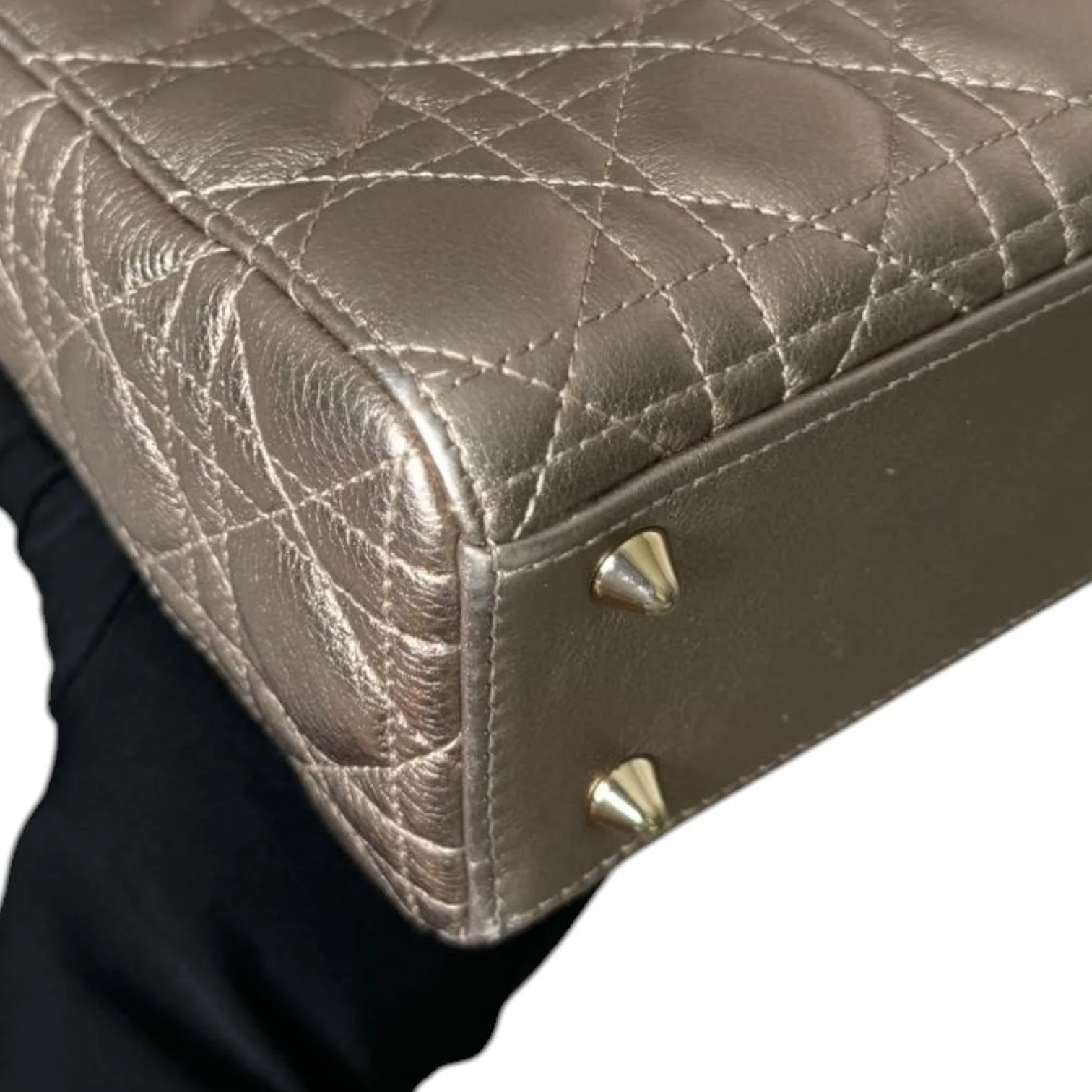 Lady Dior Small Lambskin Metallic Rose Gold GHW - Image 8
