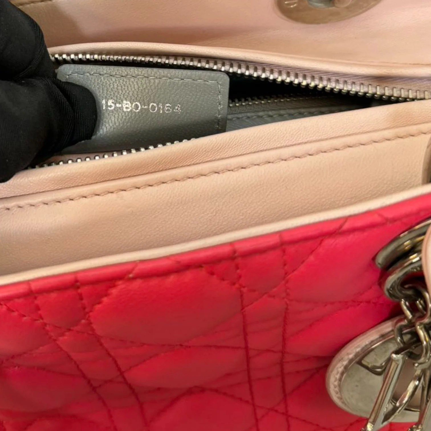 Lady Dior Tri-Color Medium Lambskin Pink Light Pink and Grey SHW - Image 21