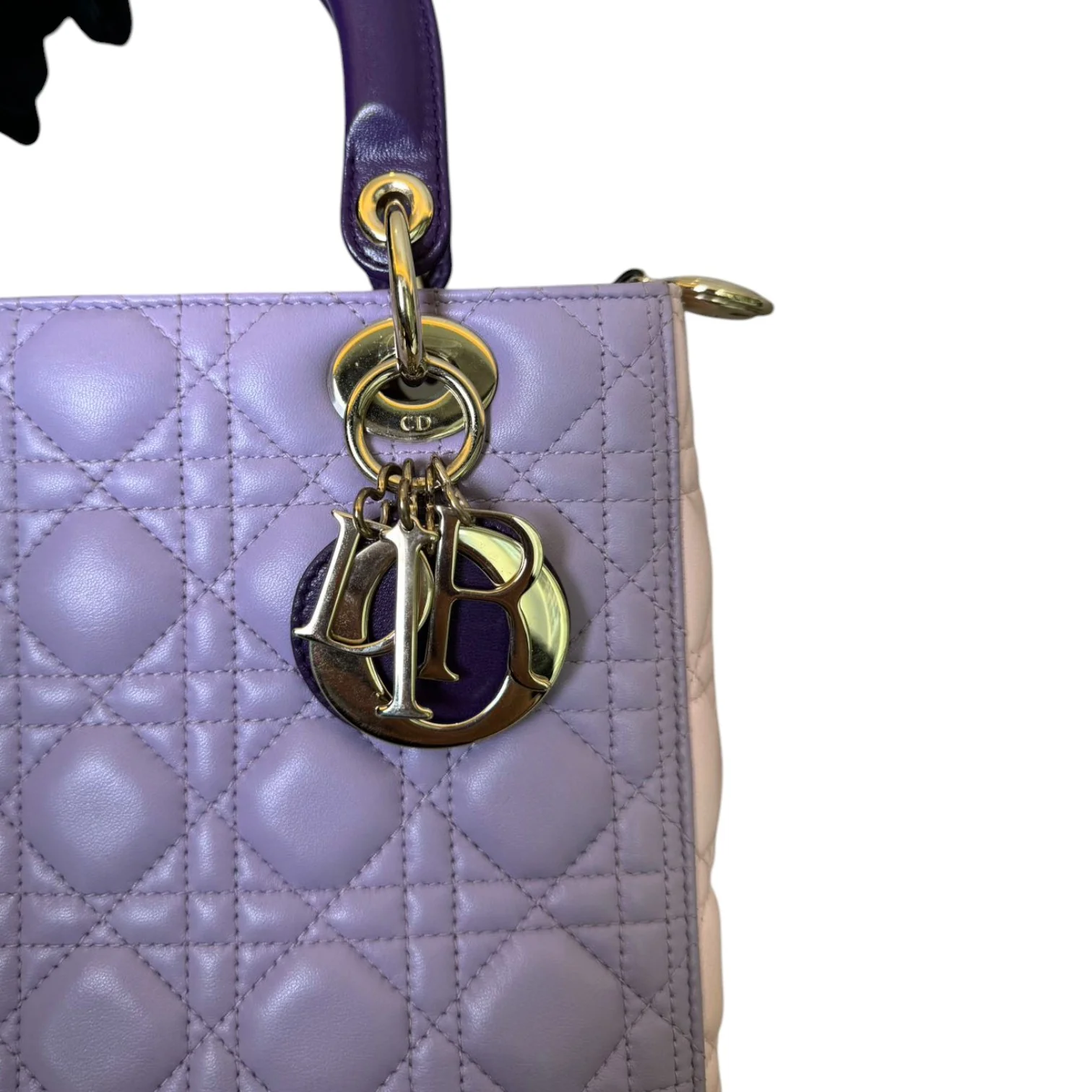 Lady Dior Tri-Color Medium Lambskin Purple Light Pink SHW - Image 11