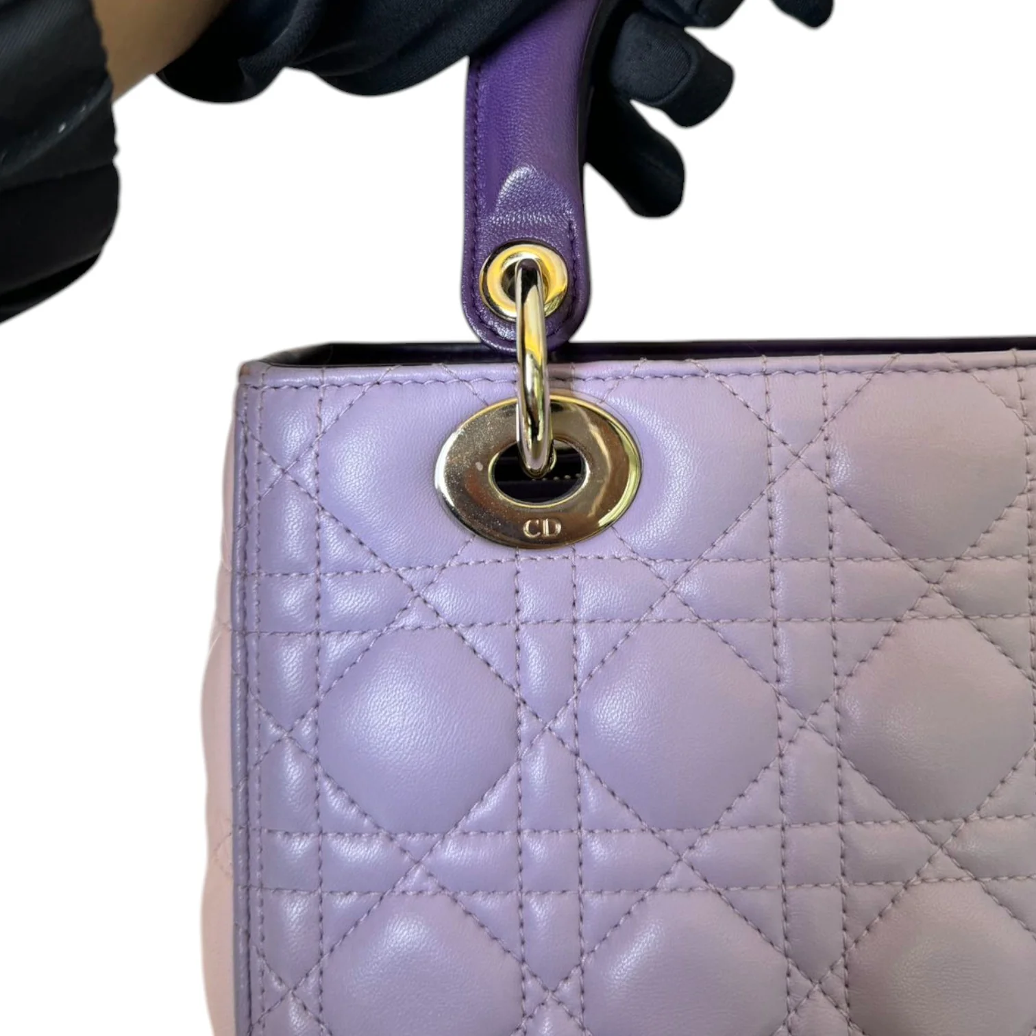 Lady Dior Tri-Color Medium Lambskin Purple Light Pink SHW - Image 12