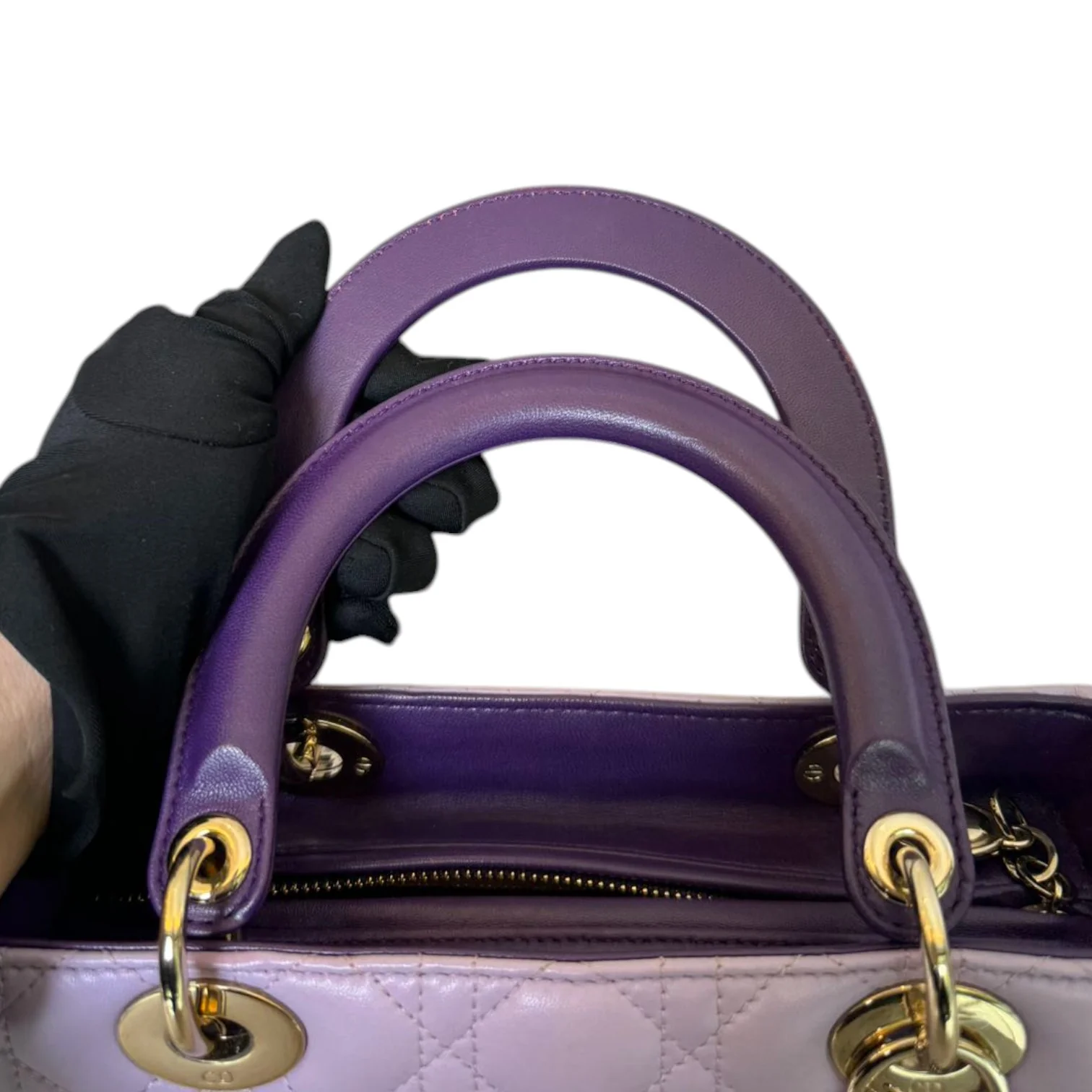 Lady Dior Tri-Color Medium Lambskin Purple Light Pink SHW - Image 16