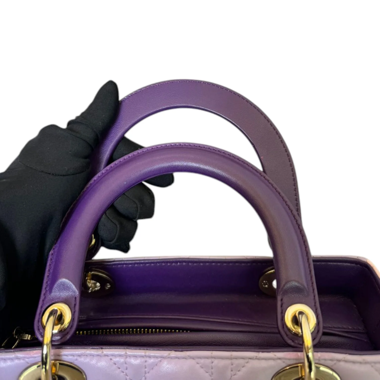 Lady Dior Tri-Color Medium Lambskin Purple Light Pink SHW - Image 17