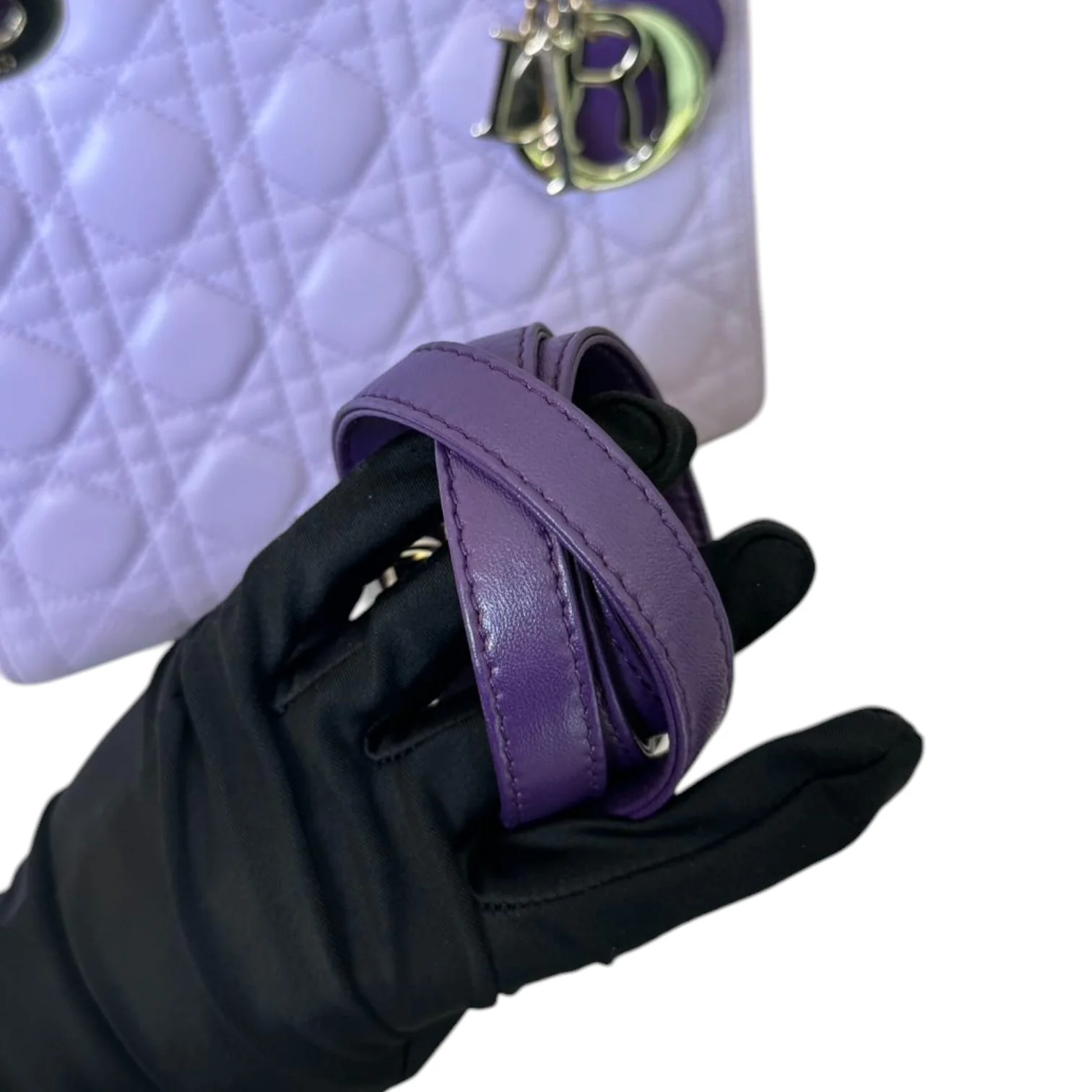 Lady Dior Tri-Color Medium Lambskin Purple Light Pink SHW - Image 19