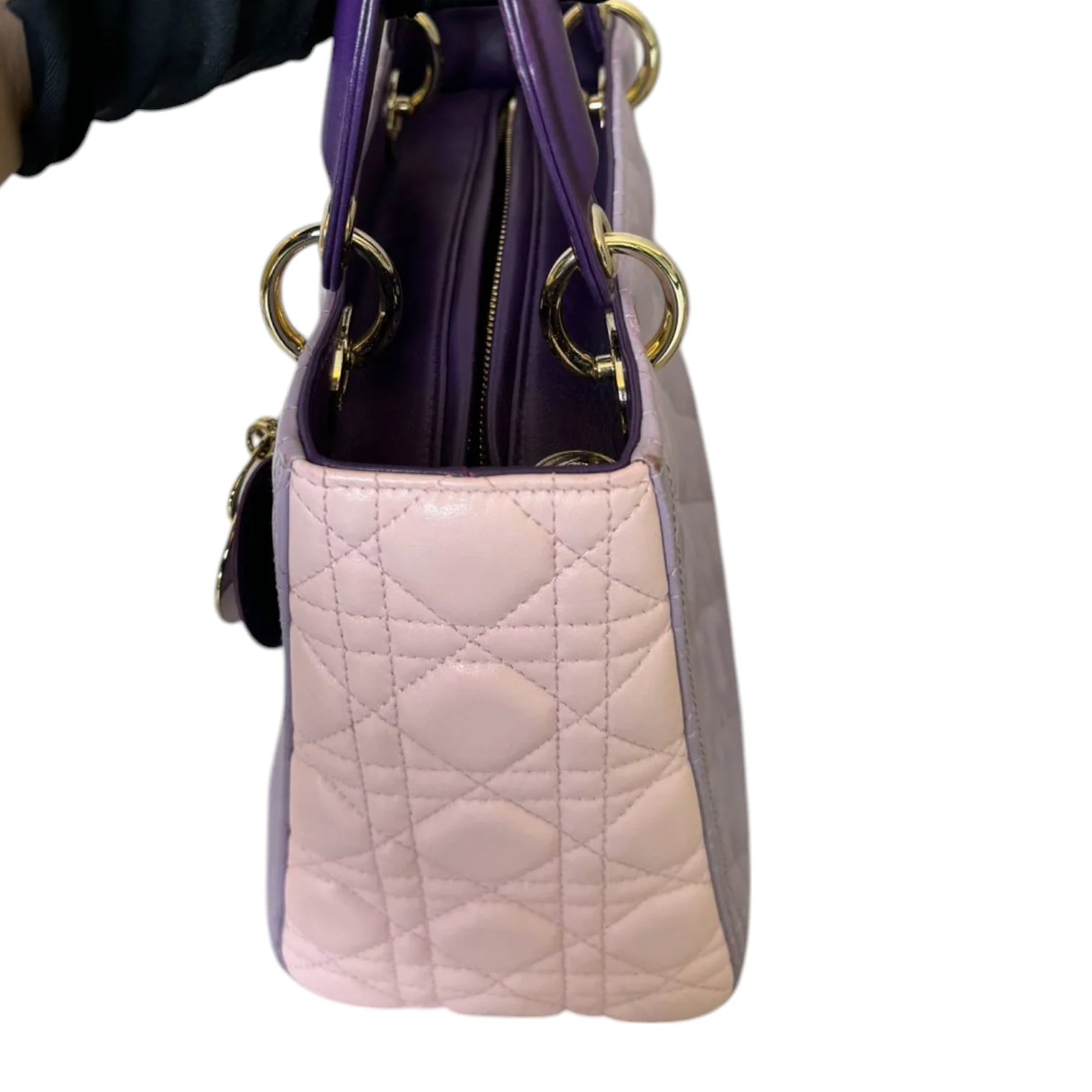 Lady Dior Tri-Color Medium Lambskin Purple Light Pink SHW - Image 5