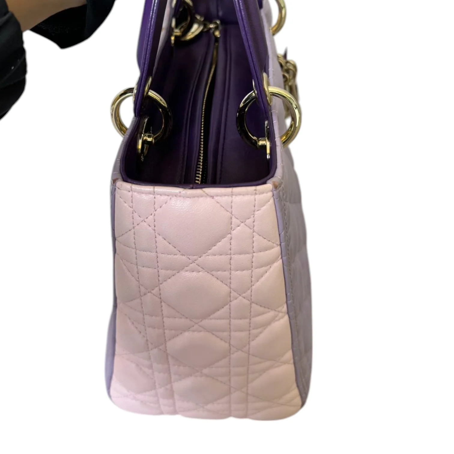 Lady Dior Tri-Color Medium Lambskin Purple Light Pink SHW - Image 6