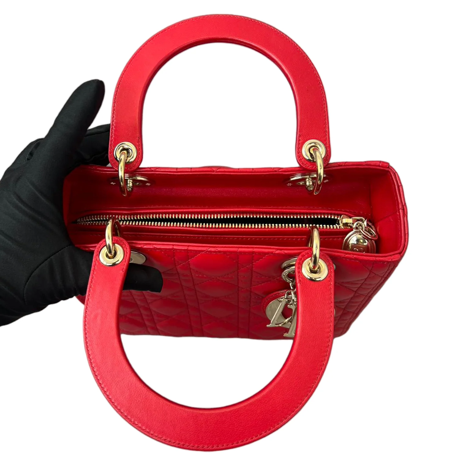 Lambskin Cannage Medium Lady Dior Red GHW - Image 10