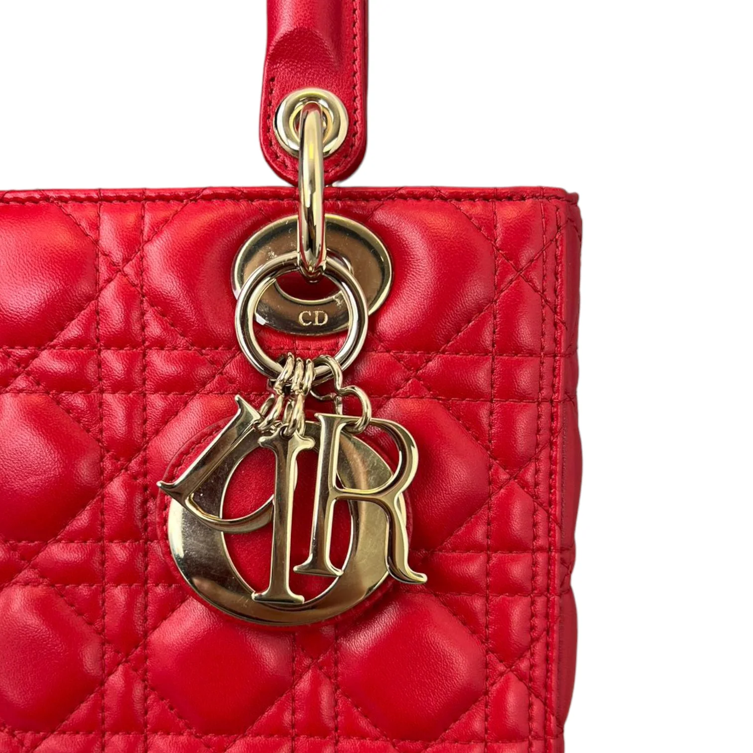 Lambskin Cannage Medium Lady Dior Red GHW - Image 11