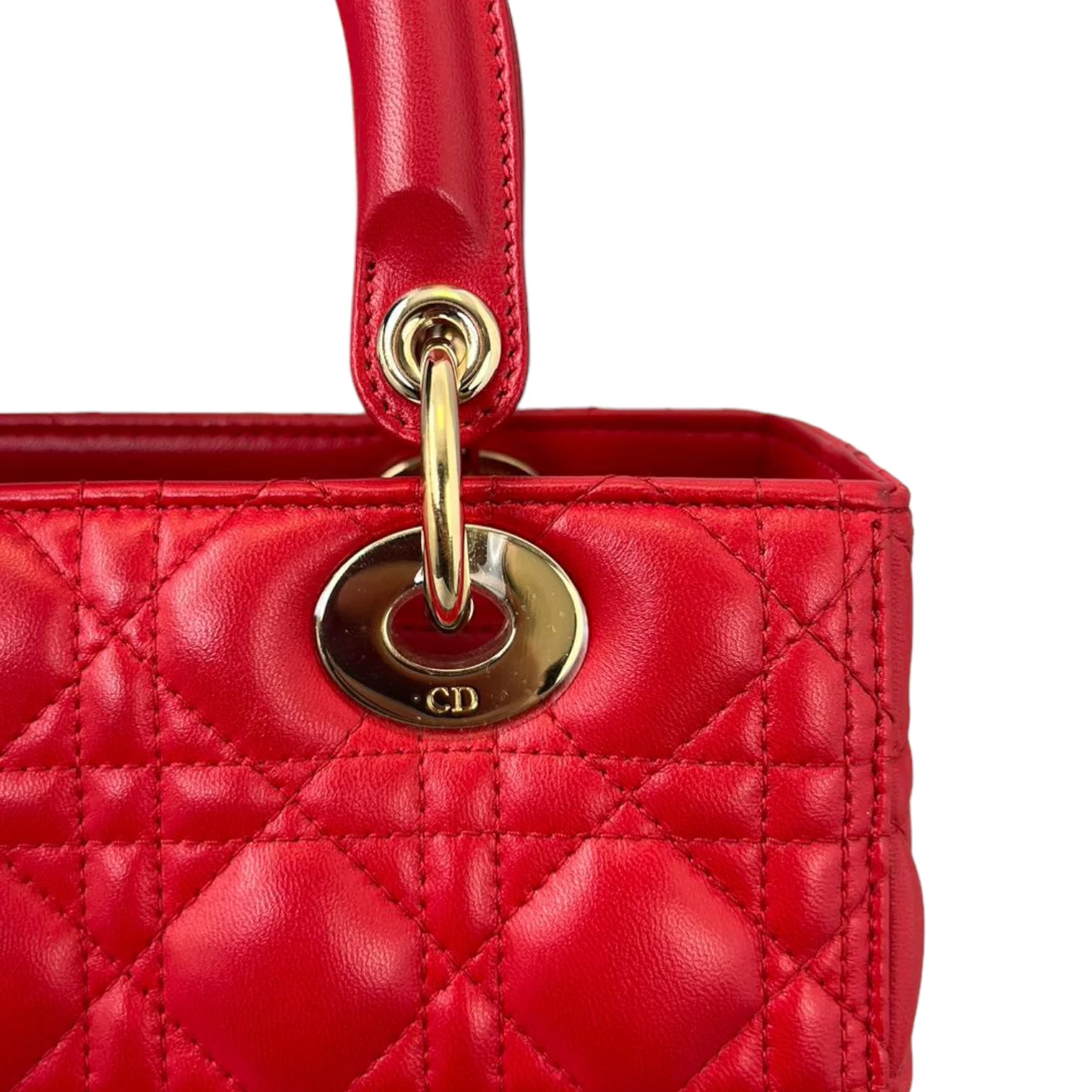 Lambskin Cannage Medium Lady Dior Red GHW - Image 12