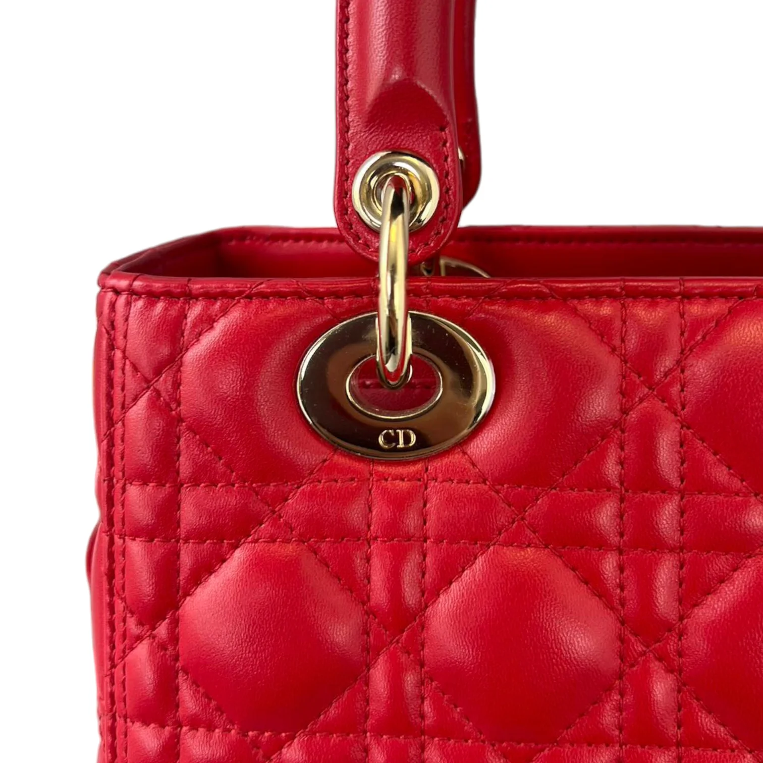 Lambskin Cannage Medium Lady Dior Red GHW - Image 14