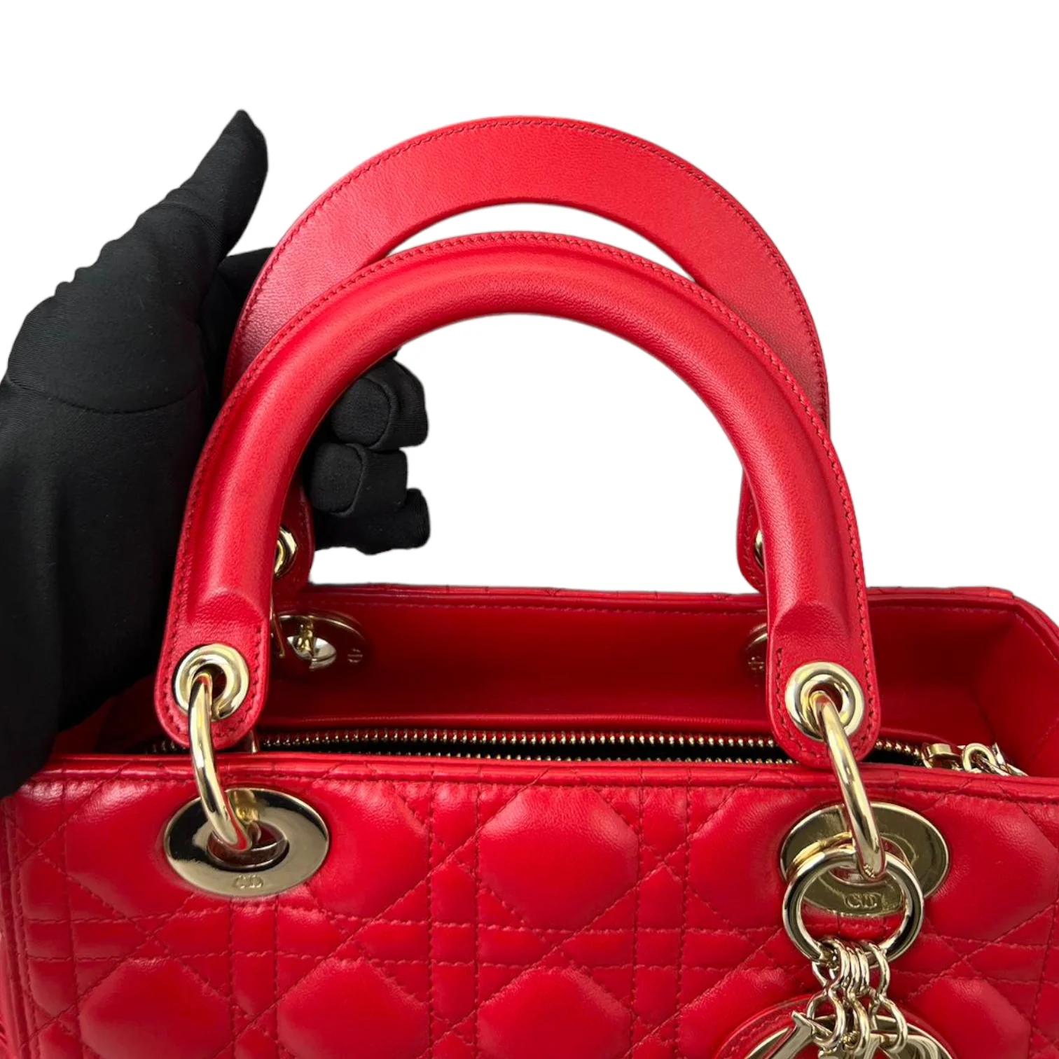 Lambskin Cannage Medium Lady Dior Red GHW - Image 16