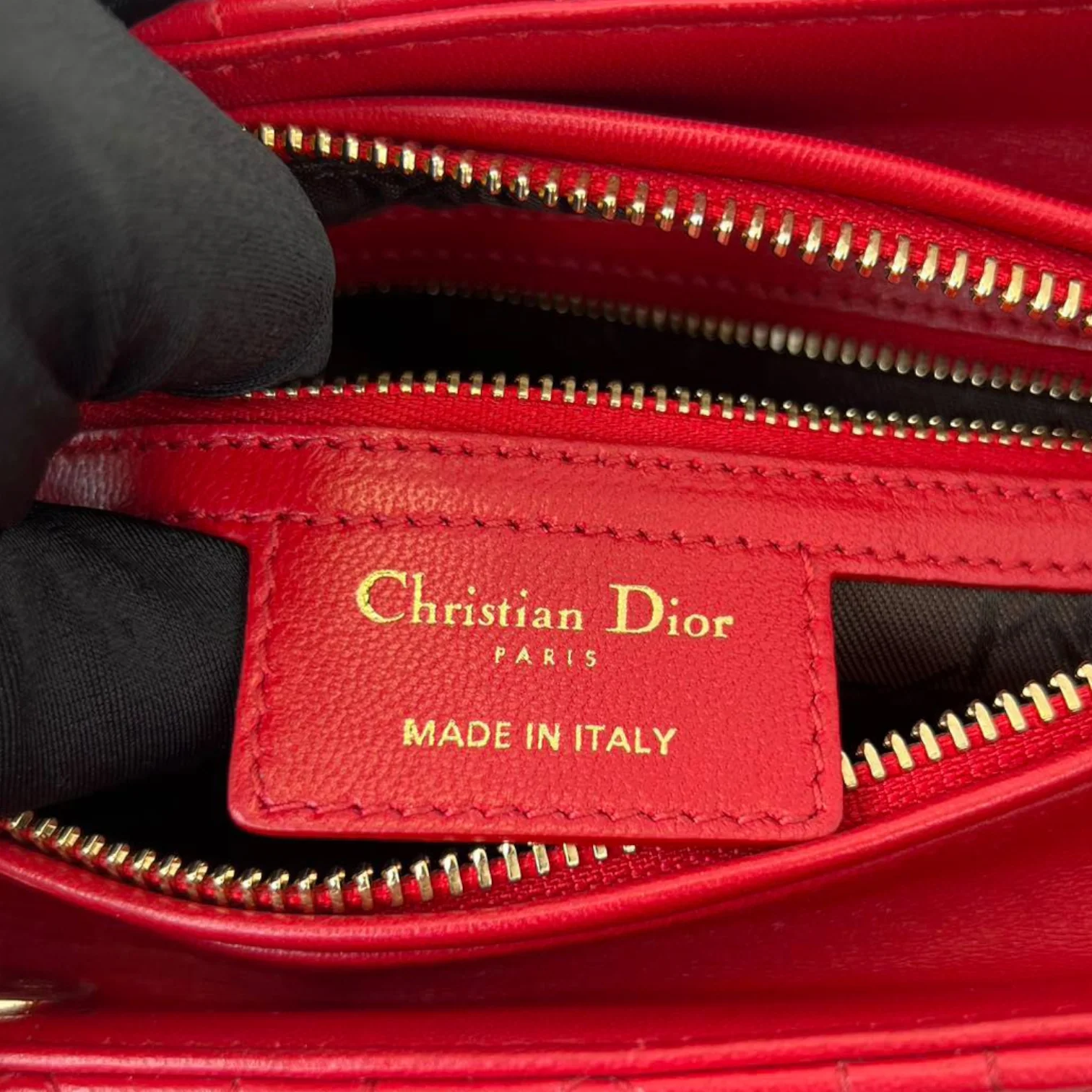 Lambskin Cannage Medium Lady Dior Red GHW - Image 20