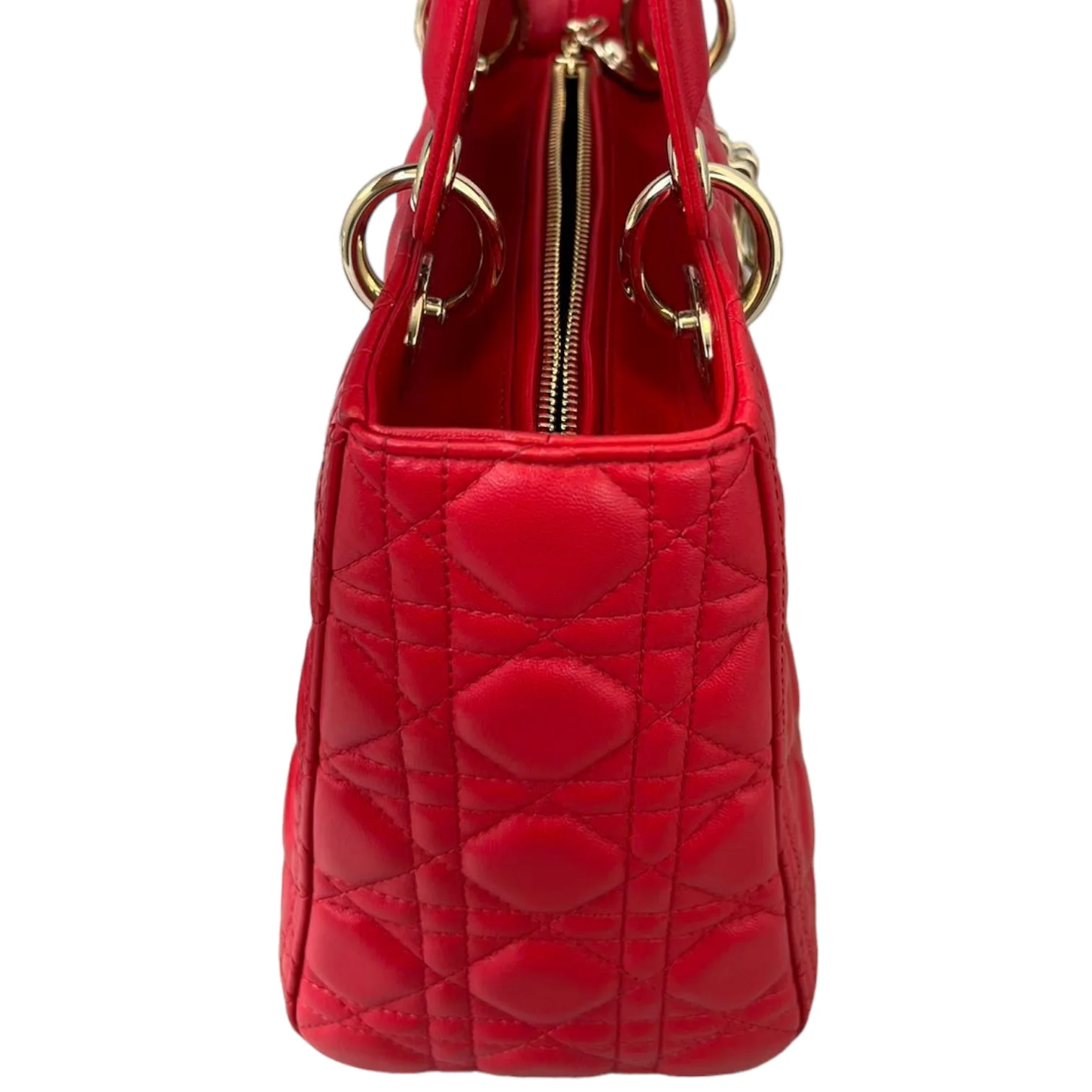 Lambskin Cannage Medium Lady Dior Red GHW - Image 5