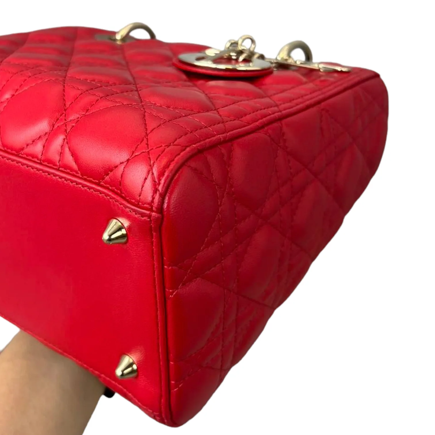 Lambskin Cannage Medium Lady Dior Red GHW - Image 6
