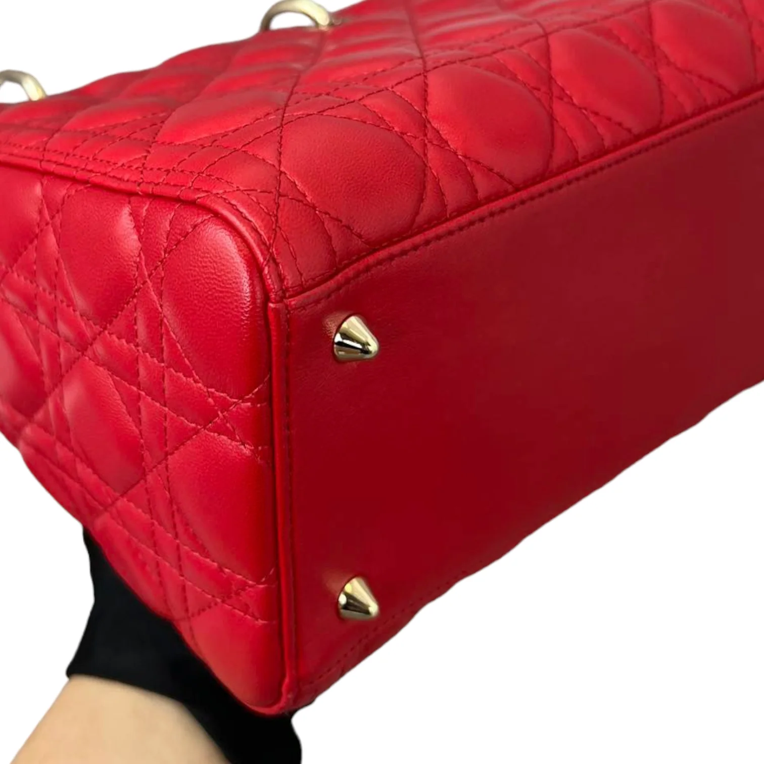 Lambskin Cannage Medium Lady Dior Red GHW - Image 8