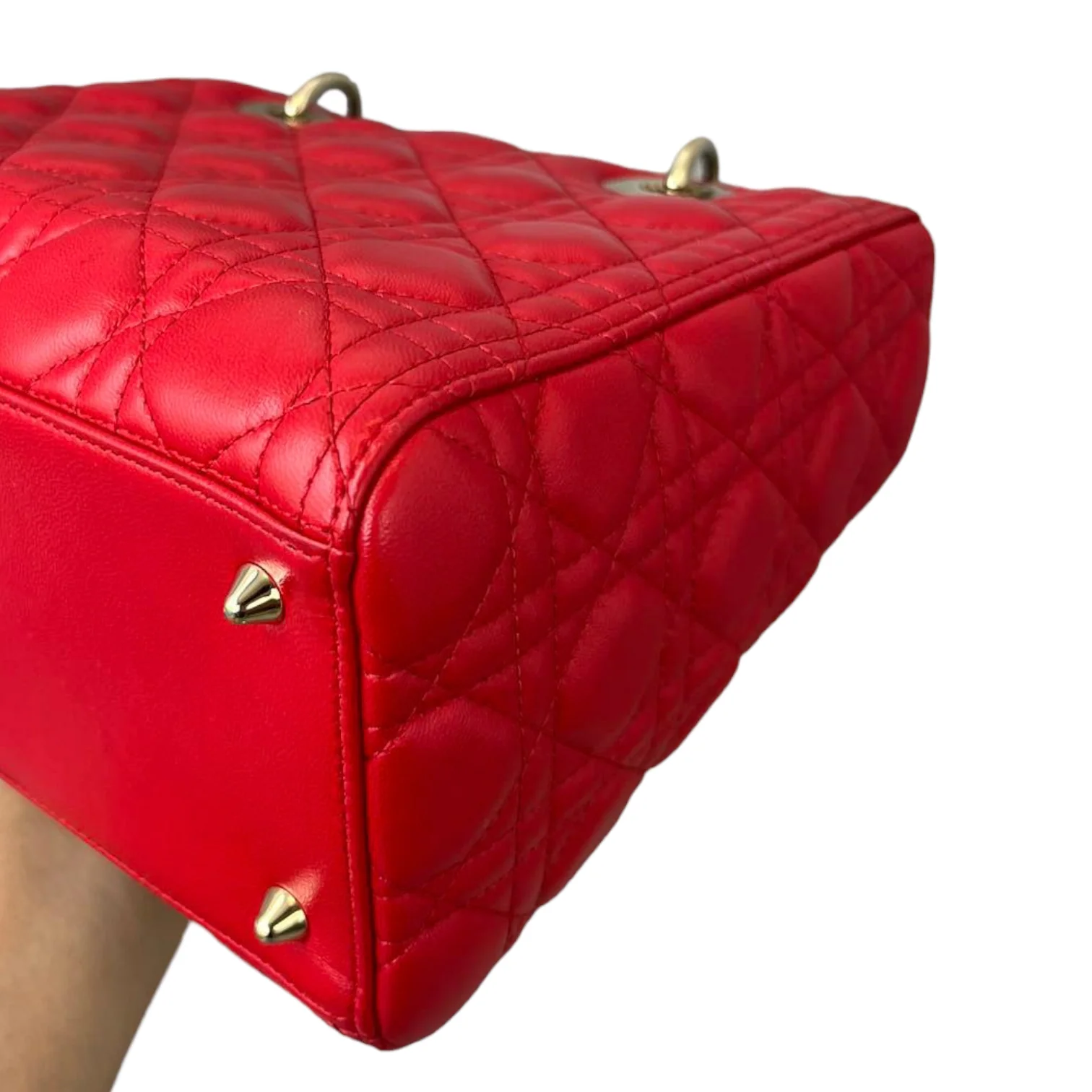 Lambskin Cannage Medium Lady Dior Red GHW - Image 9